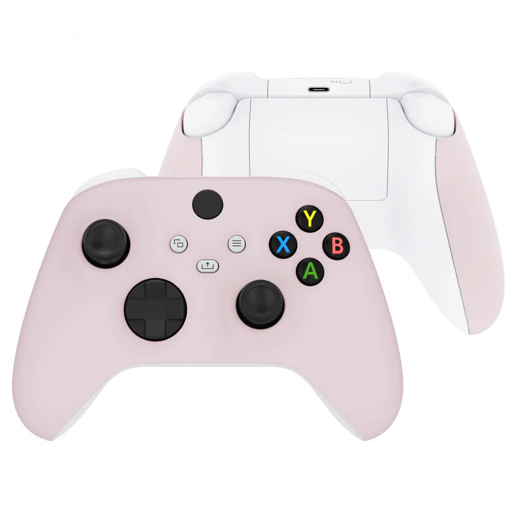 eXtremeRate Replacement Front Housing Shells with Side Rails Panels for Xbox Series X & S Controller - Cherry Blossoms Pink