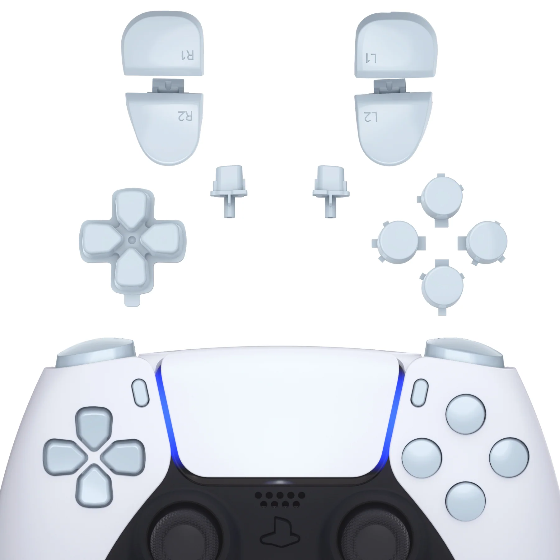 eXtremeRate Replacement Full Set Buttons Compatible with PS5 Controller BDM-030/040/050/060 - Celadon Green