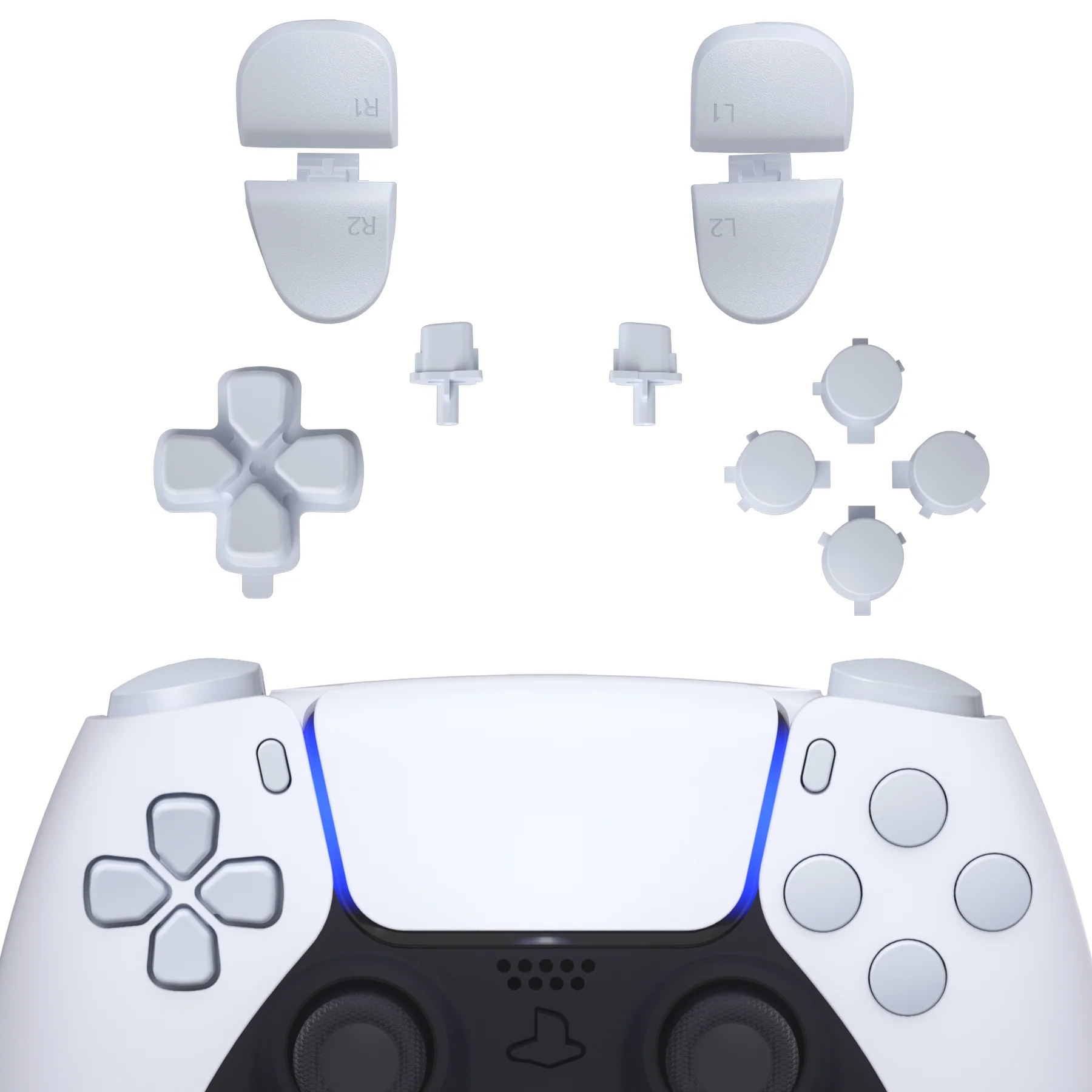 eXtremeRate Replacement Full Set Buttons Compatible with PS5 Controller BDM-030/040/050/060 - Original White