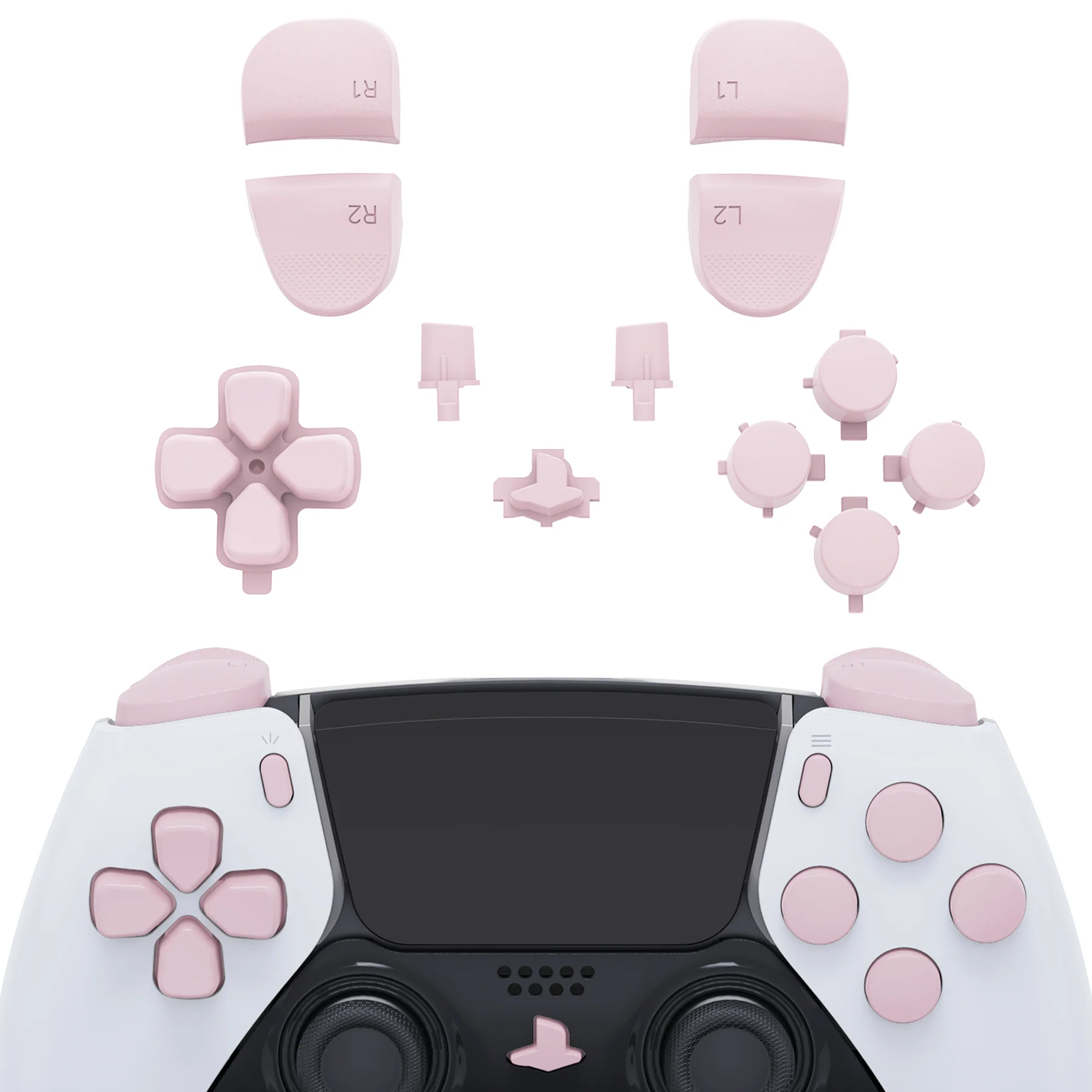 eXtremeRate Replacement Full Set Buttons Compatible with PS5 Edge Controller - Cherry Blossoms Pink