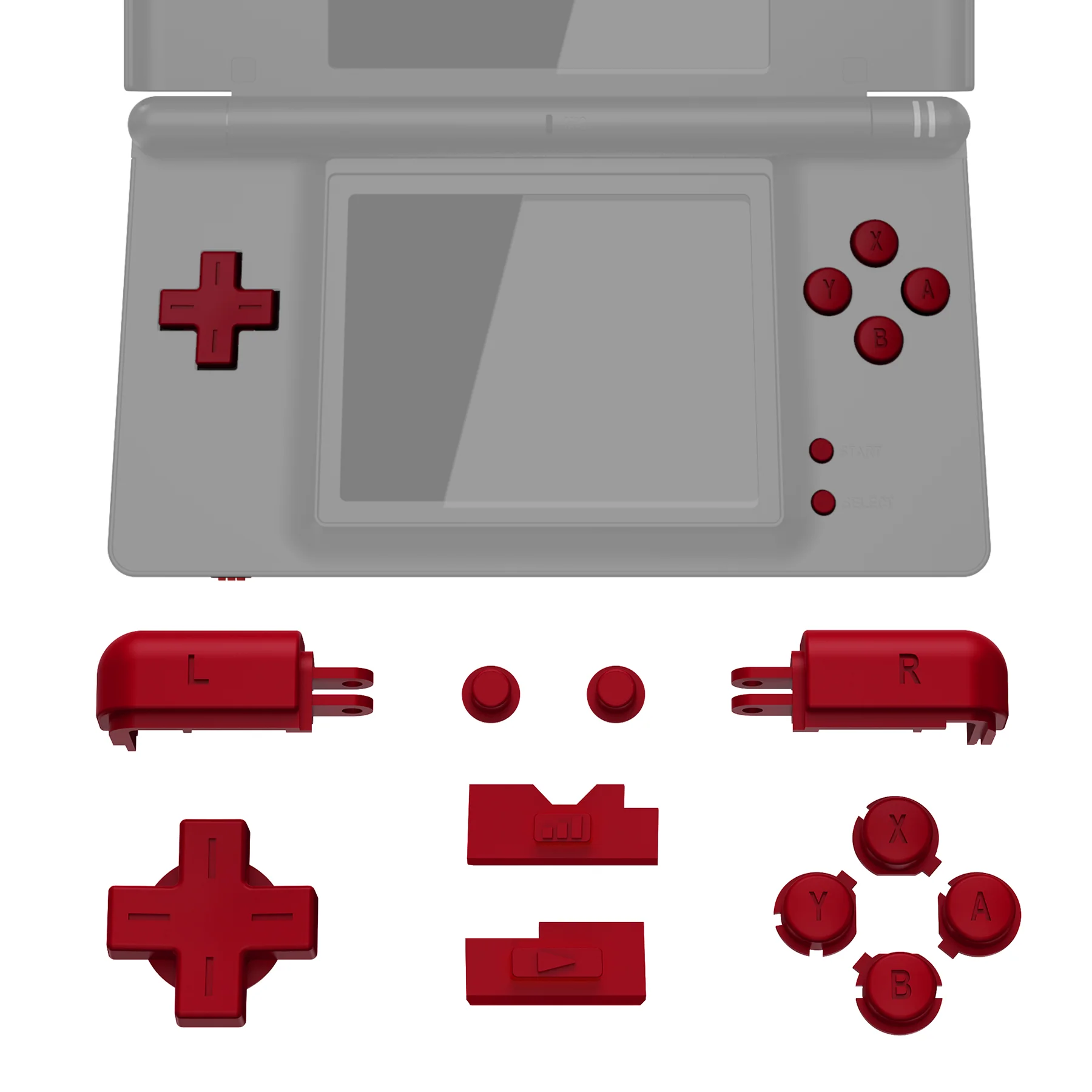 eXtremeRate Replacement Full Set Buttons for Nintendo DS Lite NDSL - Scarlet Red