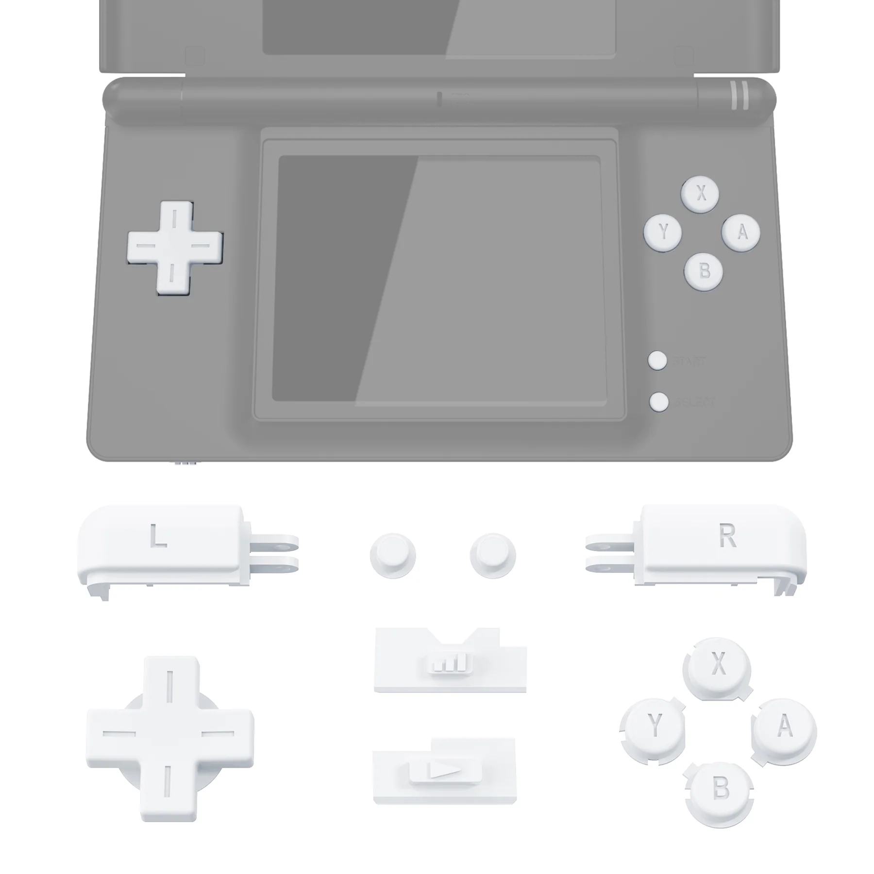 eXtremeRate Replacement Full Set Buttons for Nintendo DS Lite NDSL - White