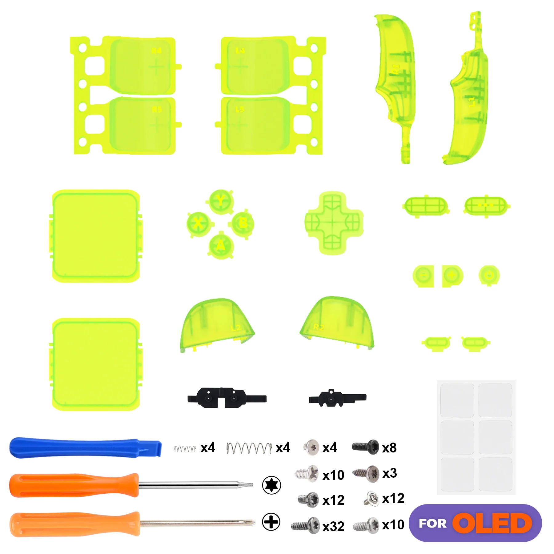 eXtremeRate Replacement Full Set Buttons for Steam Deck OLED - Clear Lime Green - Image 2