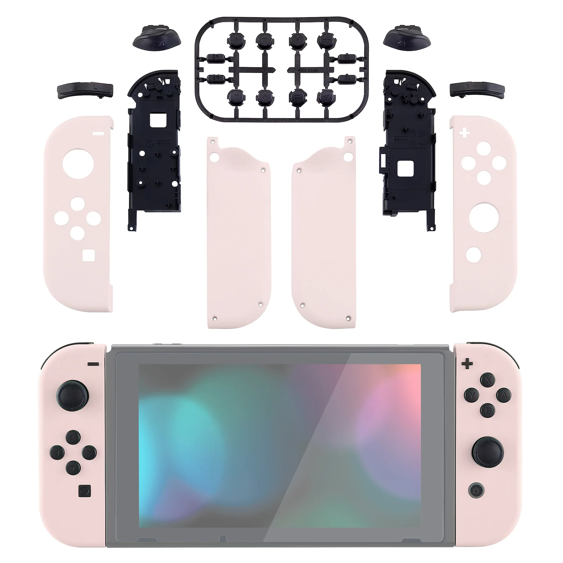 eXtremeRate Replacement Full Set Shell Case with Buttons for Joycon of NS Switch - Cherry Blossoms Pink - Image 3