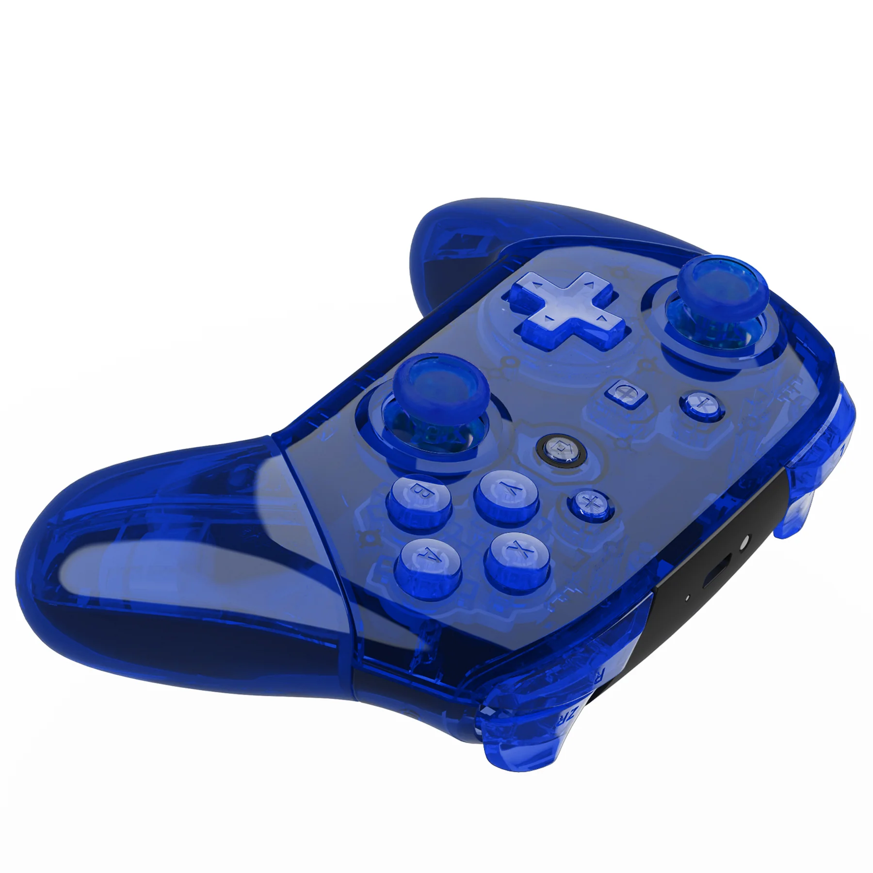 eXtremeRate Replacement Full Set Shell Faceplate Backplate Handles with Button Kit for Nintendo Switch Pro - Crystal Clear Blue - Image 4