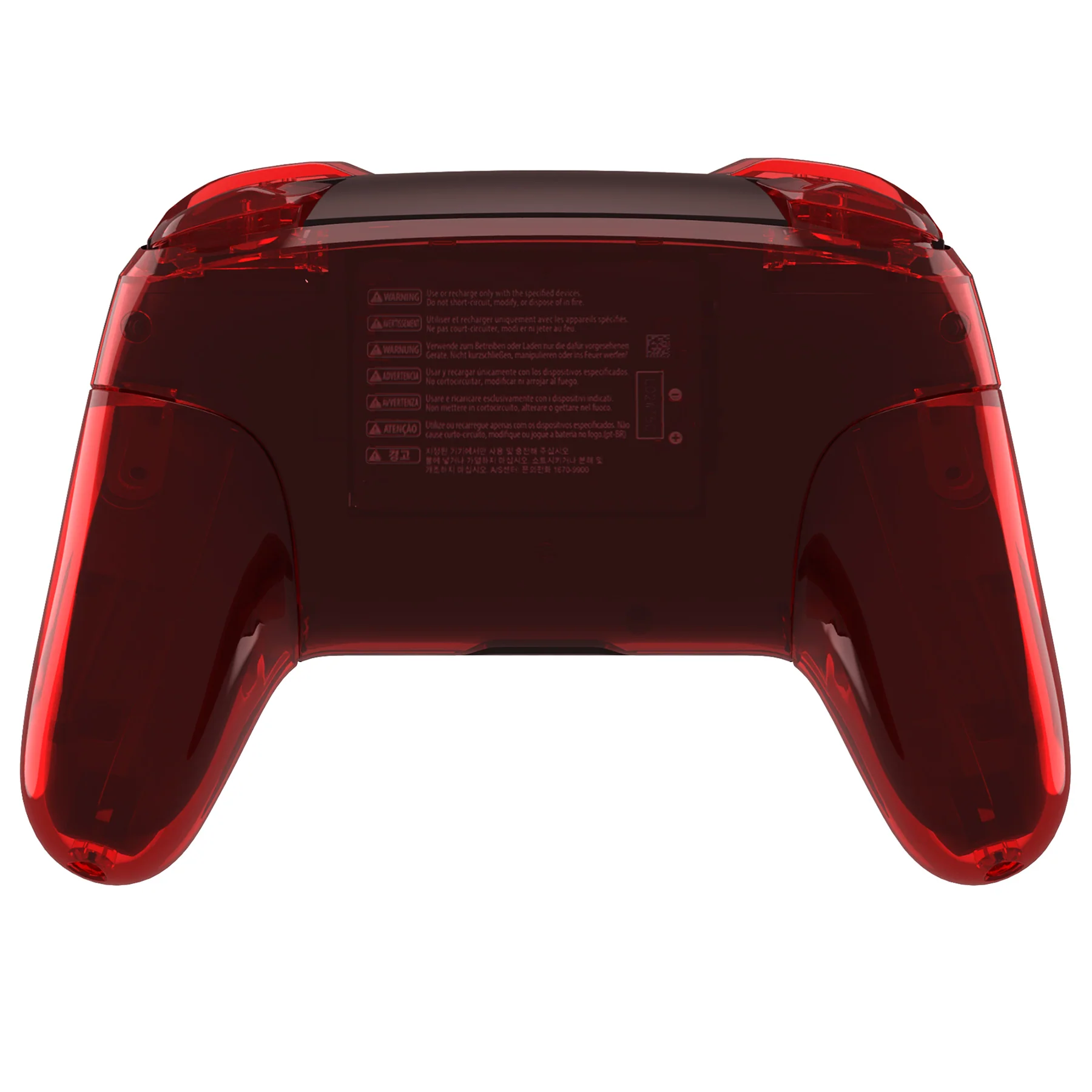 eXtremeRate Replacement Full Set Shell Faceplate Backplate Handles with Button Kit for Nintendo Switch Pro - Crystal Clear Red - Image 3