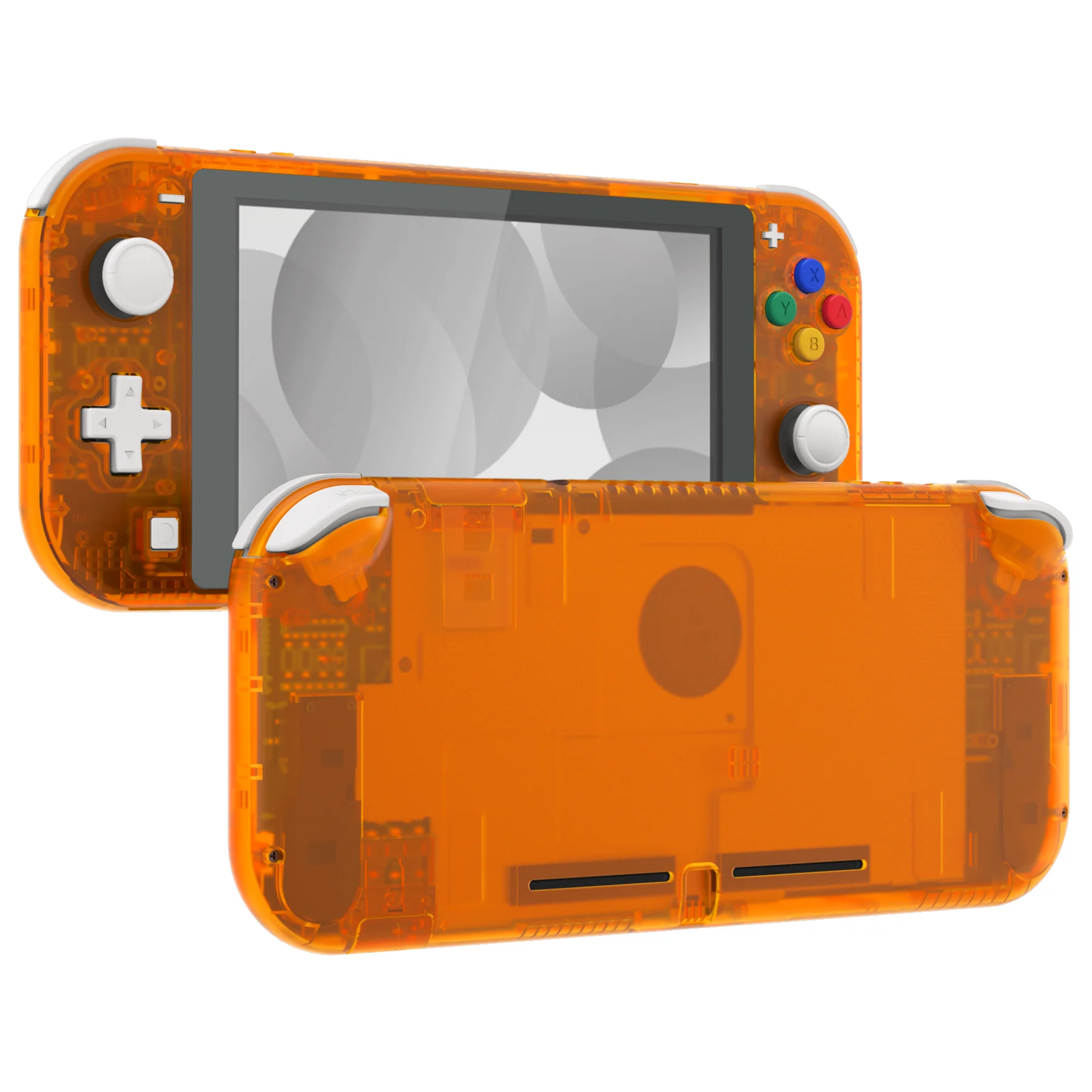 eXtremeRate Replacement Full Set Shells with ABXY Buttons & Screen Protector for Nintendo Switch Lite - Clear Orange