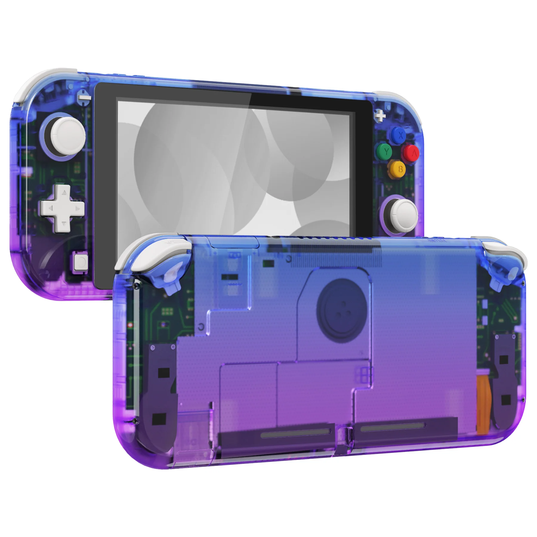 eXtremeRate Replacement Full Set Shells with ABXY Buttons & Screen Protector for Nintendo Switch Lite - Gradient Translucent Bluebell