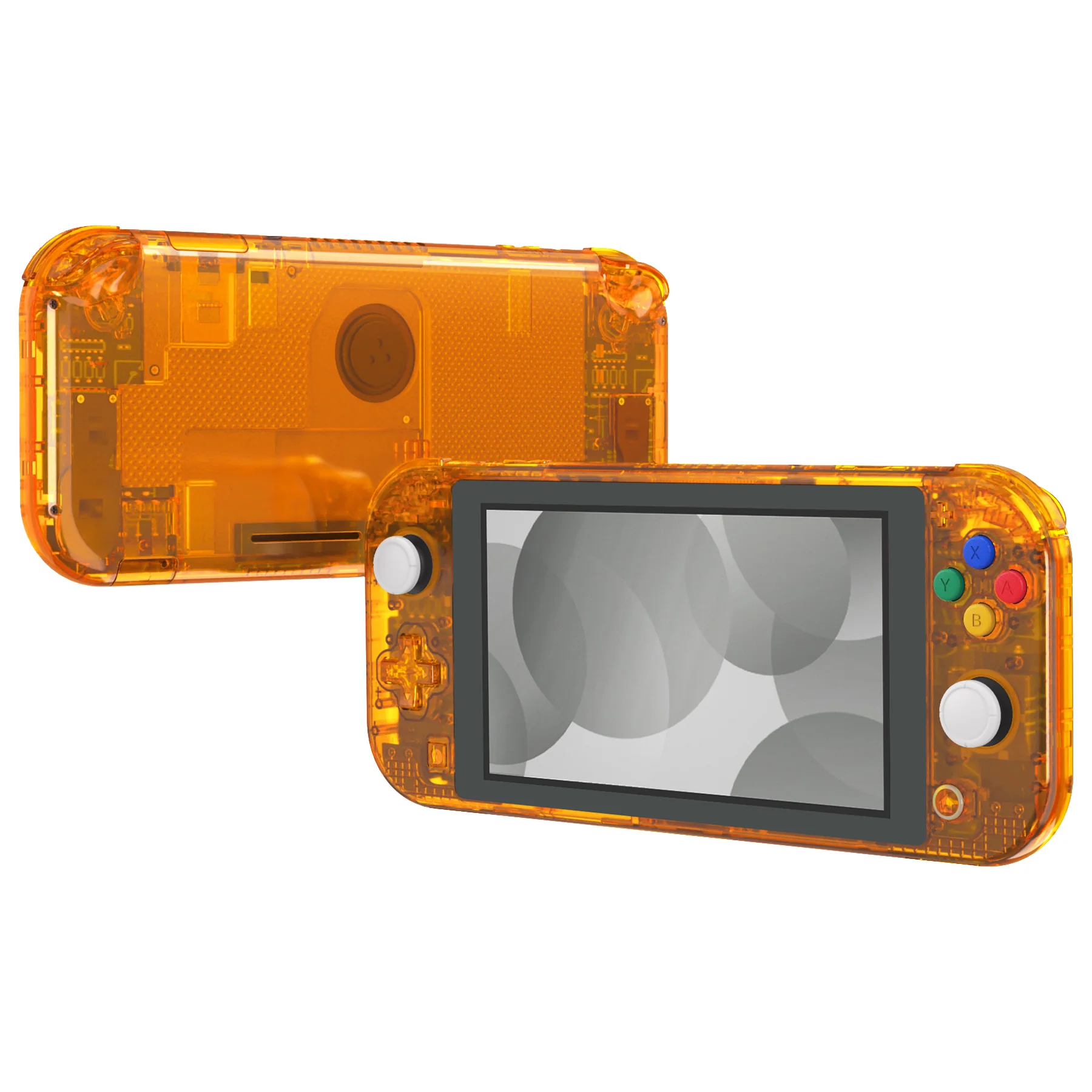 eXtremeRate Replacement Full Set Shells with Button Kit & Screen Protector for Nintendo Switch Lite - Crystal Clear Orange - Image 4