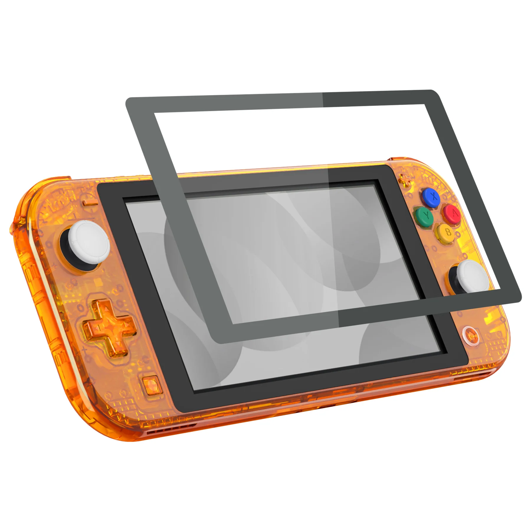 eXtremeRate Replacement Full Set Shells with Button Kit & Screen Protector for Nintendo Switch Lite - Crystal Clear Orange - Image 5