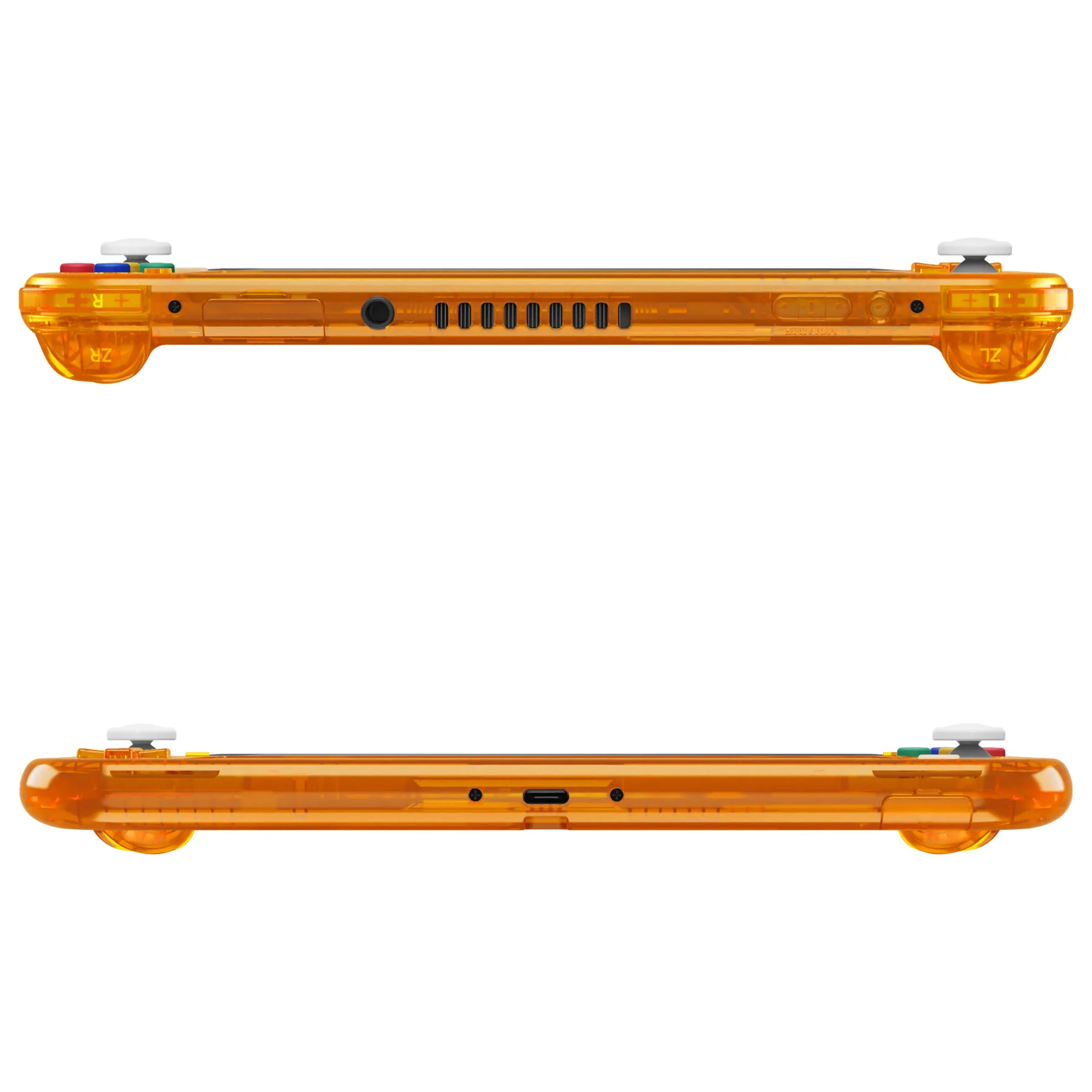 eXtremeRate Replacement Full Set Shells with Button Kit & Screen Protector for Nintendo Switch Lite - Crystal Clear Orange - Image 7