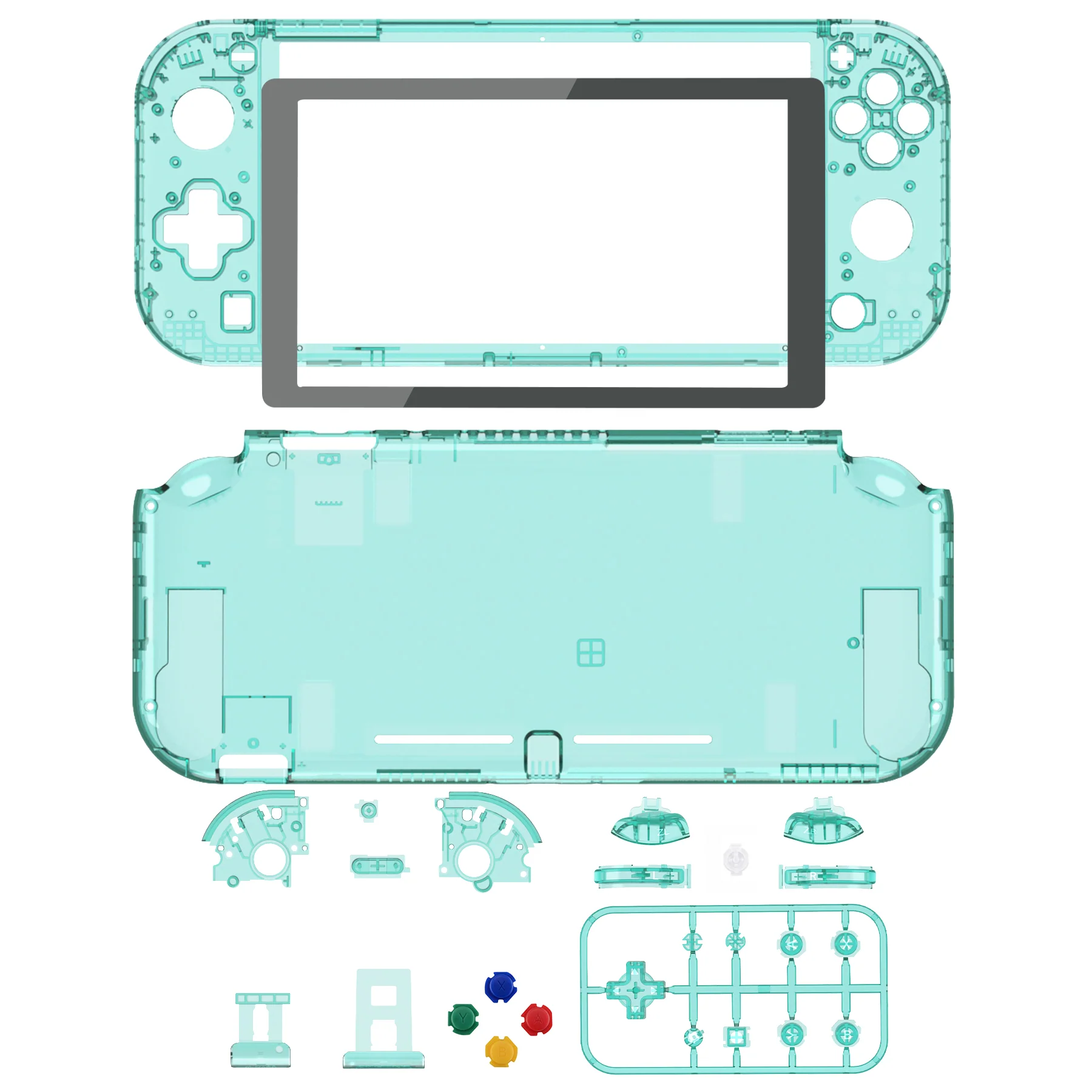 eXtremeRate Replacement Full Set Shells with Button Kit & Screen Protector for Nintendo Switch Lite - Crystal Emerald Green - Image 2