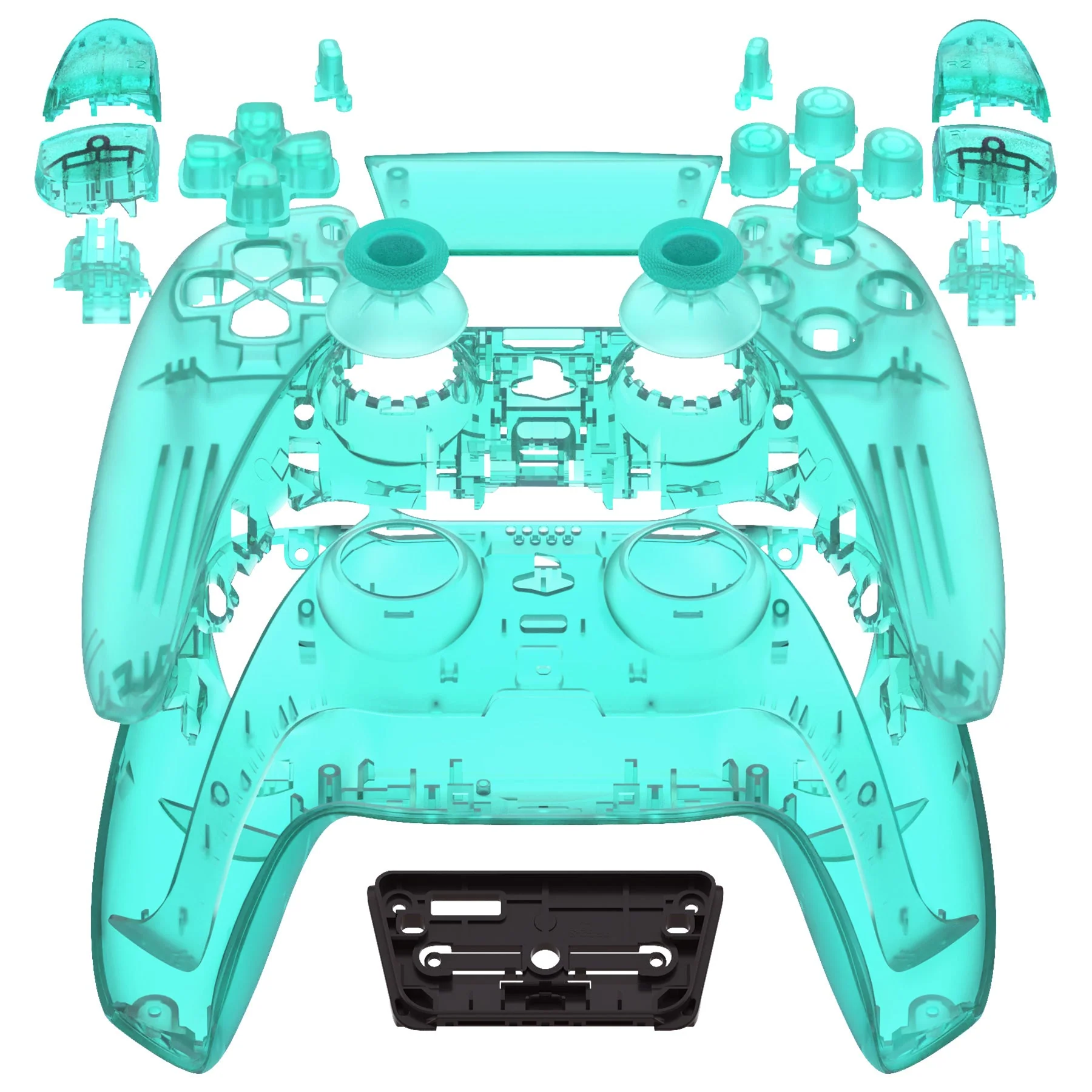 eXtremeRate Replacement Full Set Shells with Buttons Compatible with PS5 Controller BDM-010/020 - Emerald Green