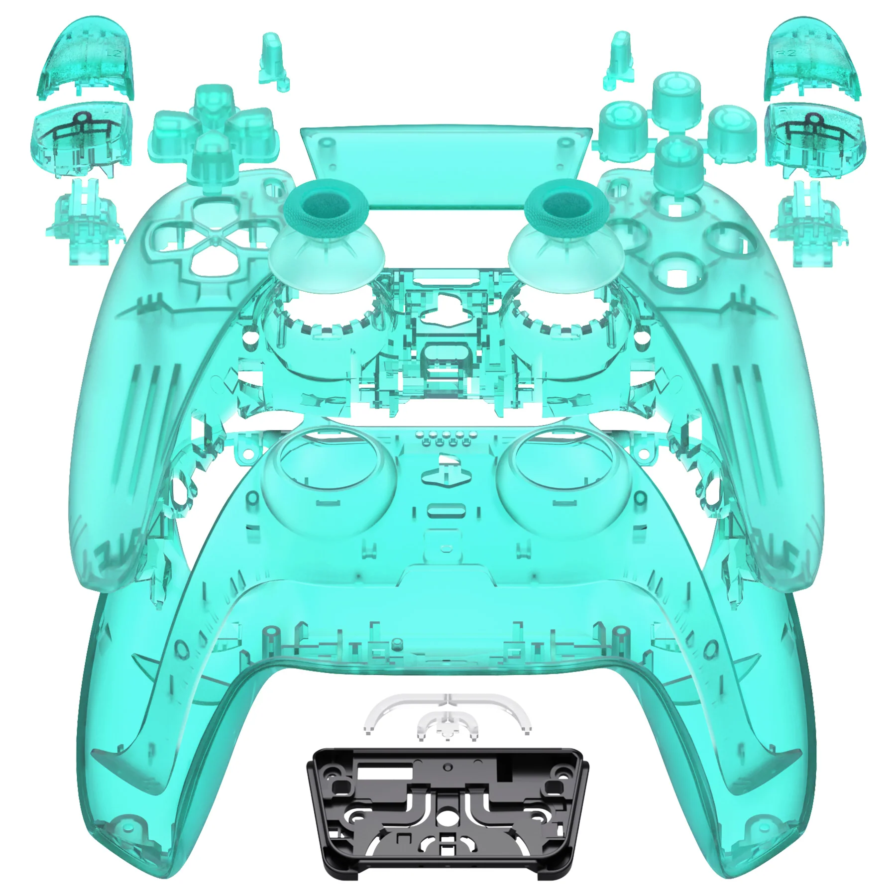 eXtremeRate Replacement Full Set Shells with Buttons Compatible with PS5 Controller BDM-030/040/050 - Emerald Green