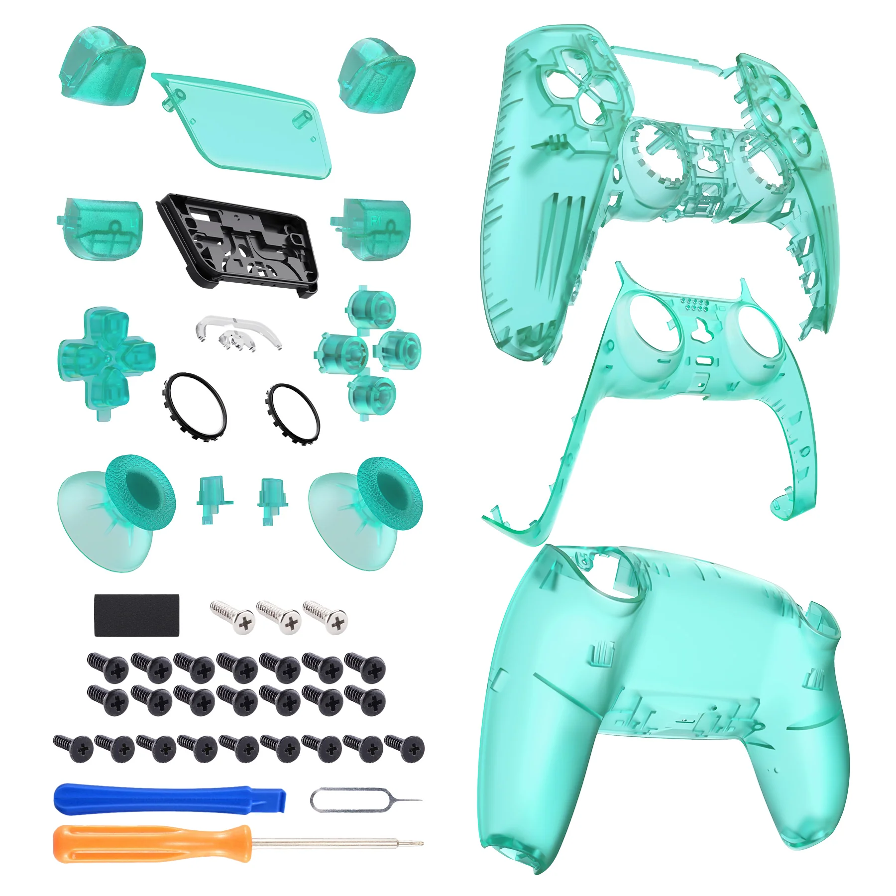 eXtremeRate Replacement Full Set Shells with Buttons Compatible with PS5 Controller BDM-030/040/050 - Emerald Green - Image 8