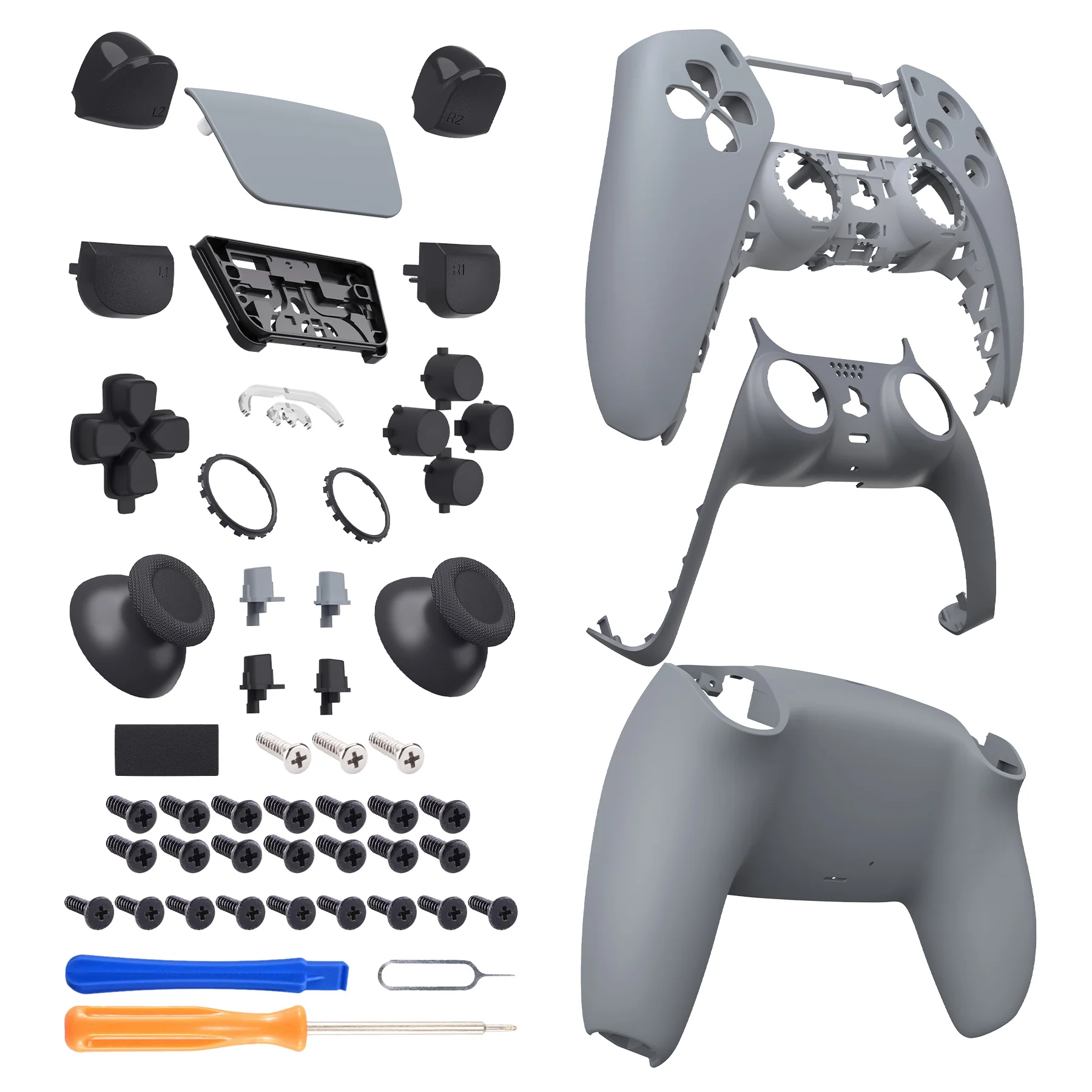 eXtremeRate Replacement Full Set Shells with Buttons Compatible with PS5 Controller BDM-030/040/050 - New Hope Gray - Image 7