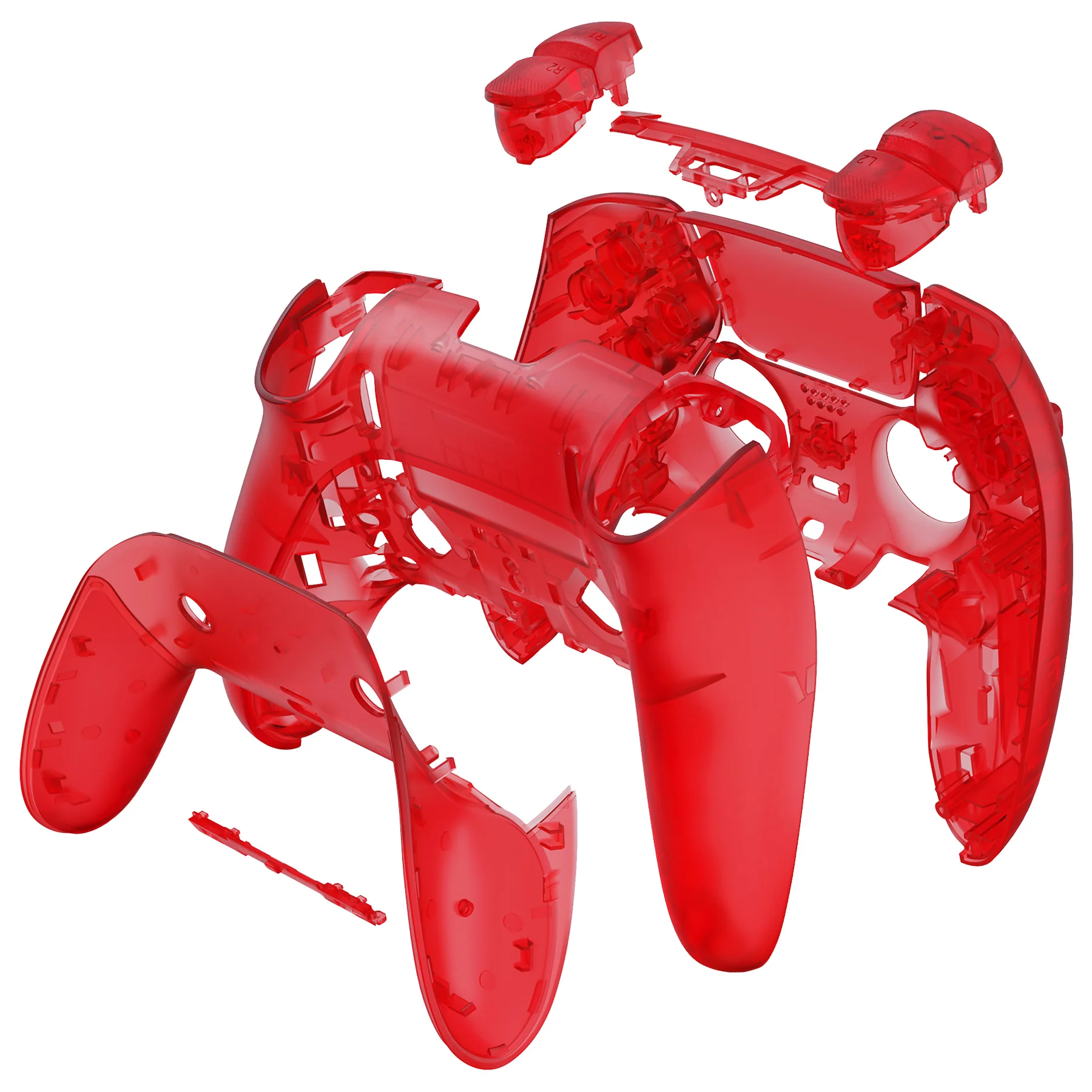 eXtremeRate Replacement Full Set Shells with Buttons Compatible with PS5 Edge Controller - Clear Red - Image 9