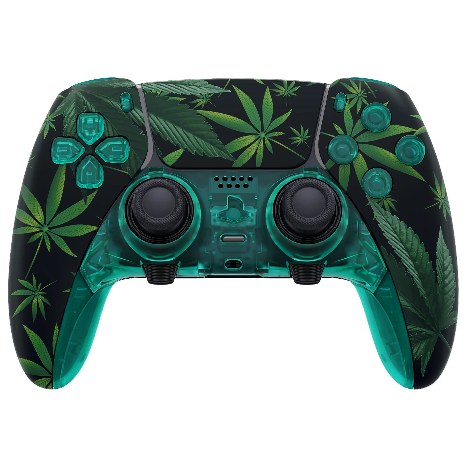 eXtremeRate Replacement Full Set Shells with Buttons Compatible with PS5 Edge Controller - Green Weeds