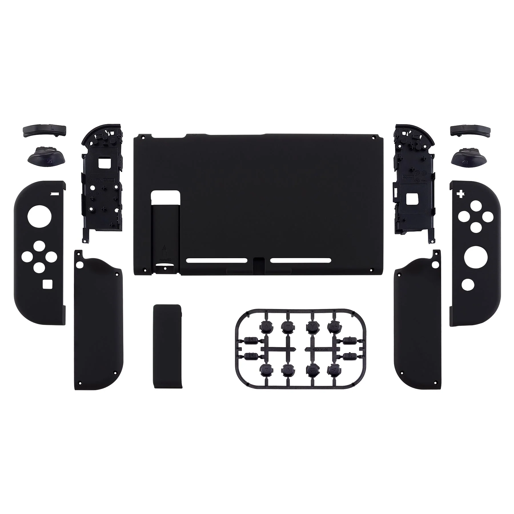 eXtremeRate Replacement Full Set Shells with Buttons for Nintendo Switch - Black - Image 2