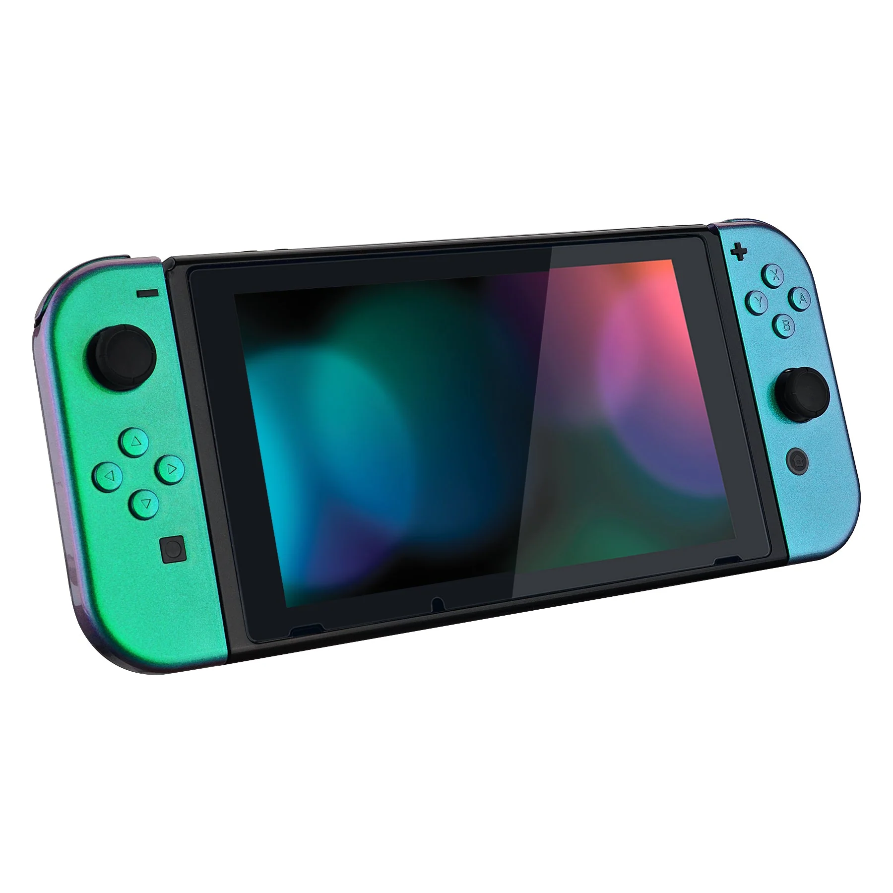 eXtremeRate Replacement Full Set Shells with Buttons for Nintendo Switch - Chameleon Green Purple - Image 7