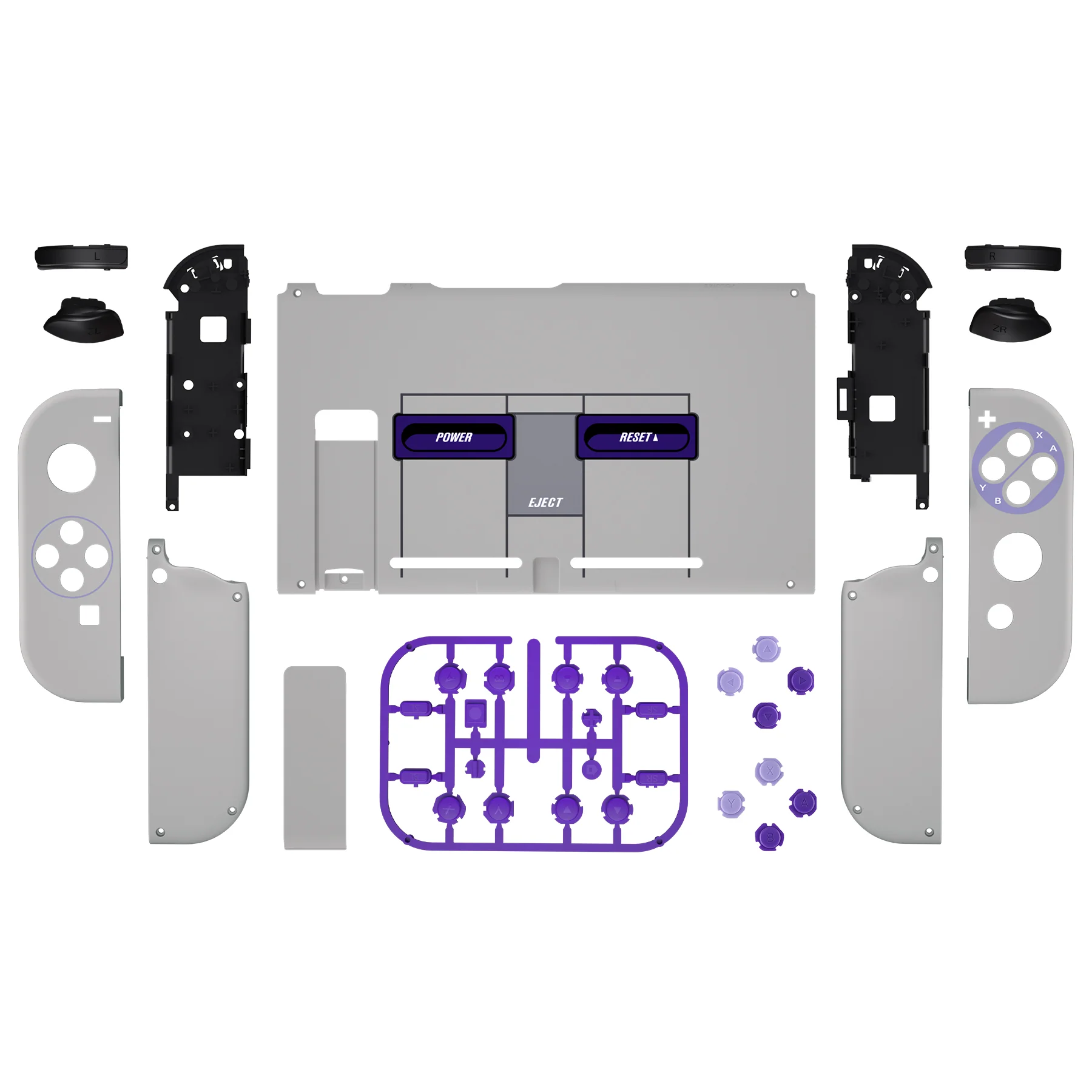 eXtremeRate Replacement Full Set Shells with Buttons for Nintendo Switch - Classics SNES Style - Image 2