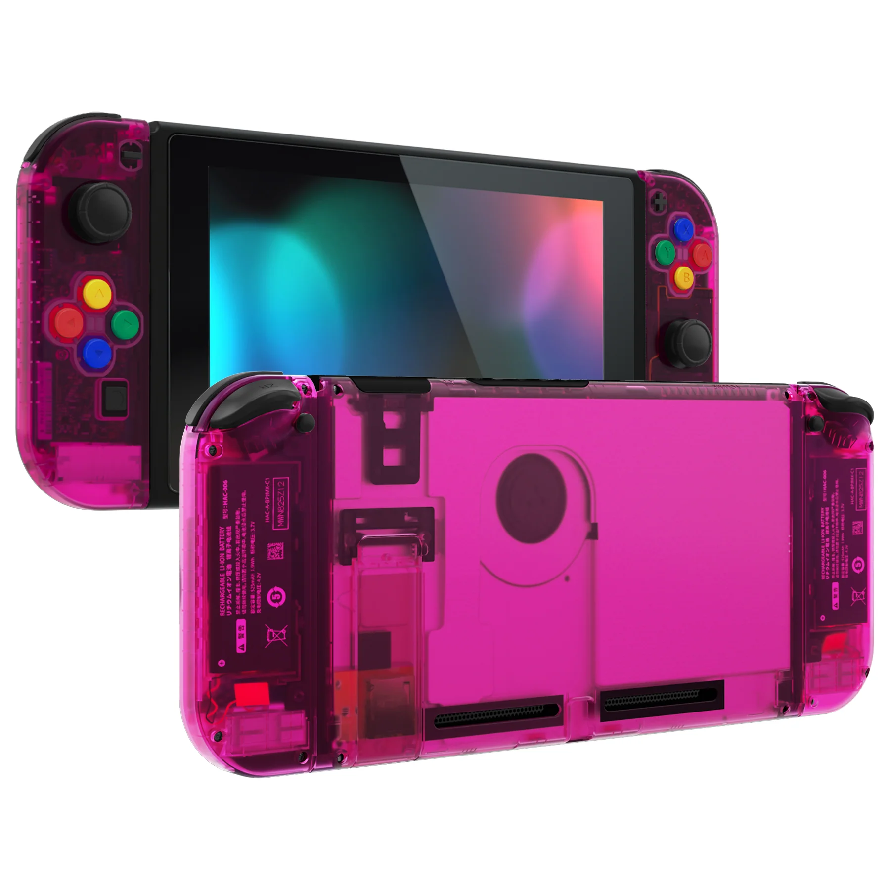 eXtremeRate Replacement Full Set Shells with Buttons for Nintendo Switch - Clear Candy Pink