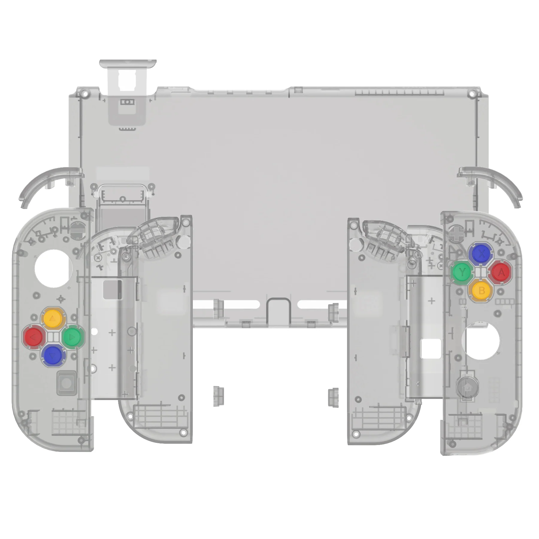 eXtremeRate Replacement Full Set Shells with Buttons for Nintendo Switch - Crystal Clear Black - Image 7