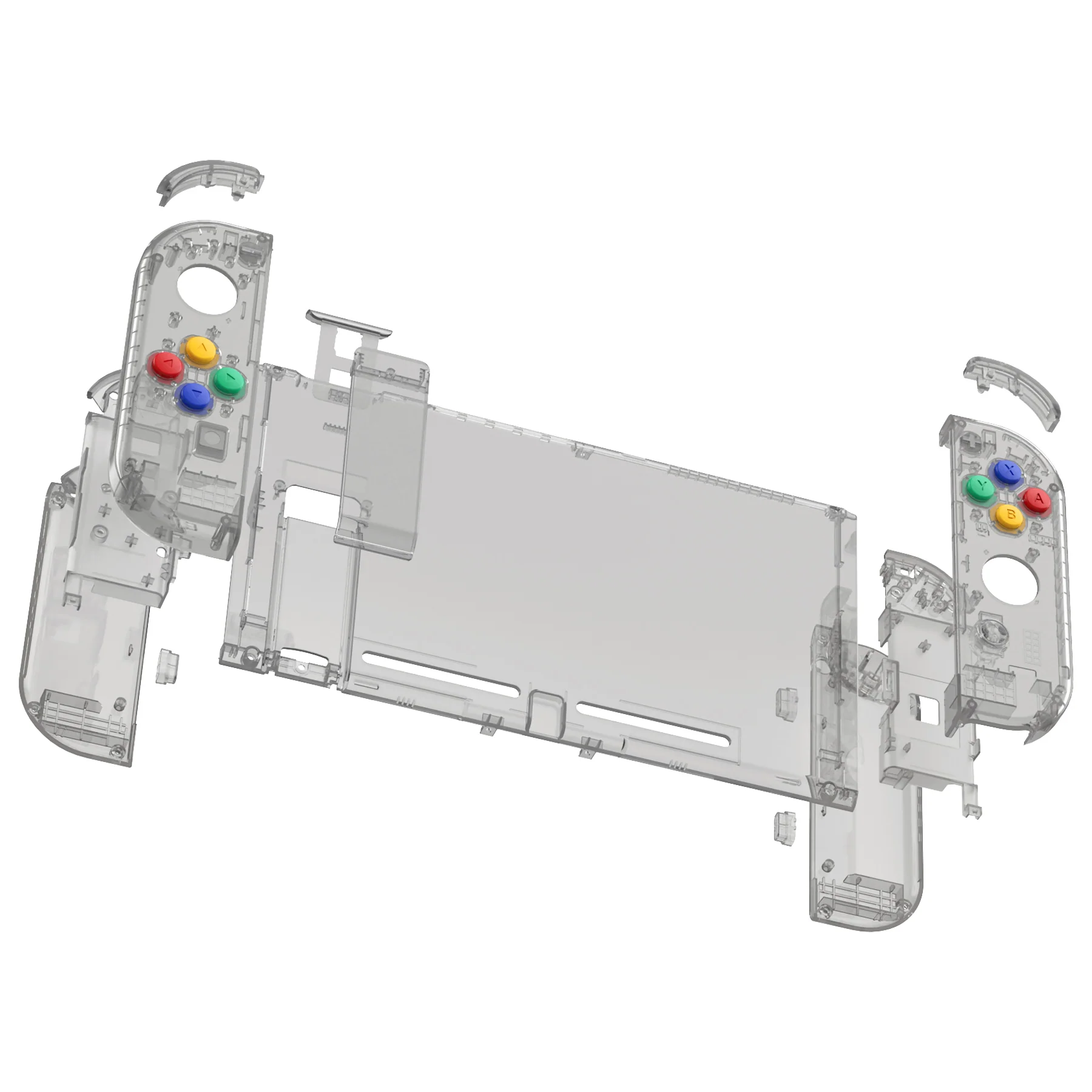eXtremeRate Replacement Full Set Shells with Buttons for Nintendo Switch - Crystal Clear Black - Image 8