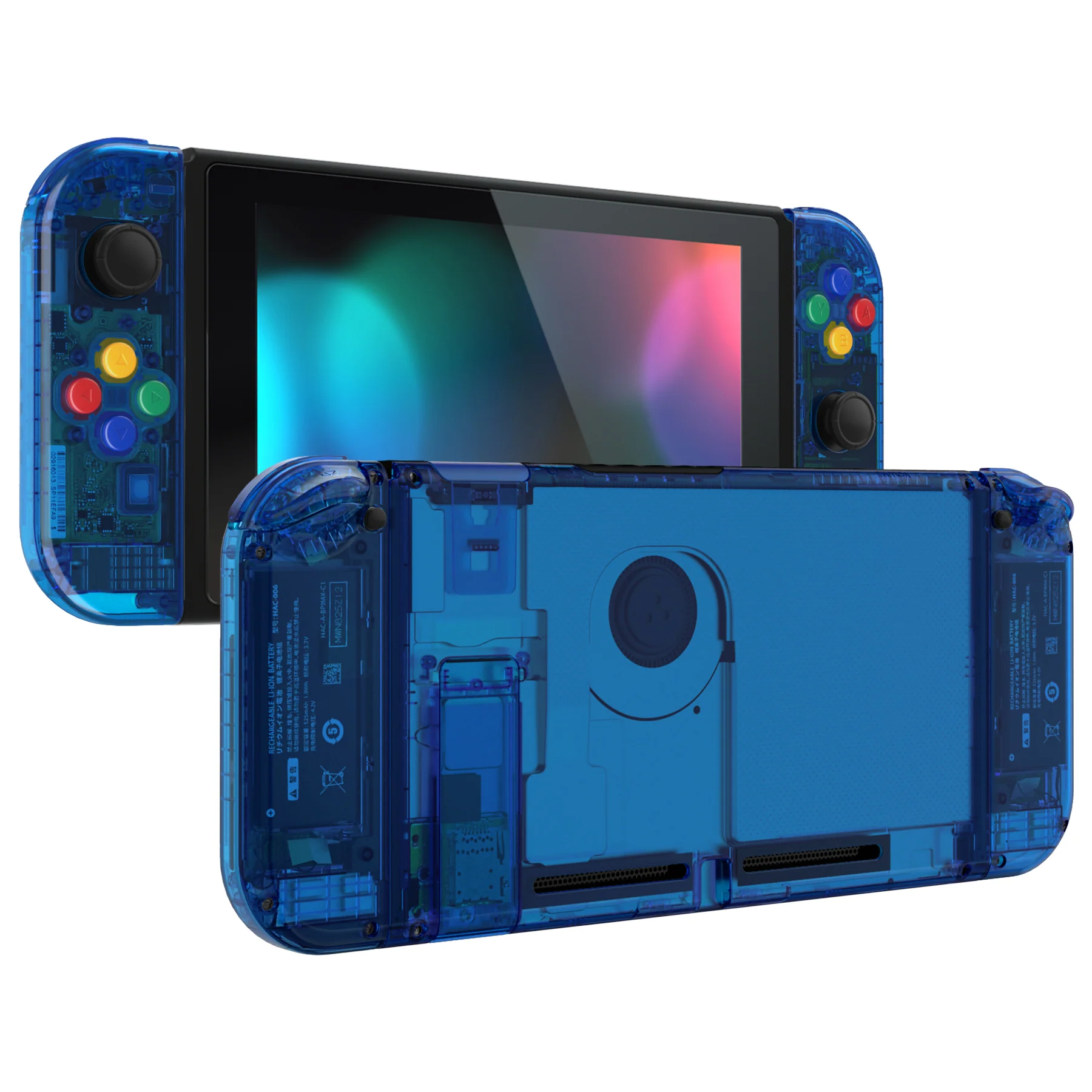 eXtremeRate Replacement Full Set Shells with Buttons for Nintendo Switch - Crystal Clear Blue