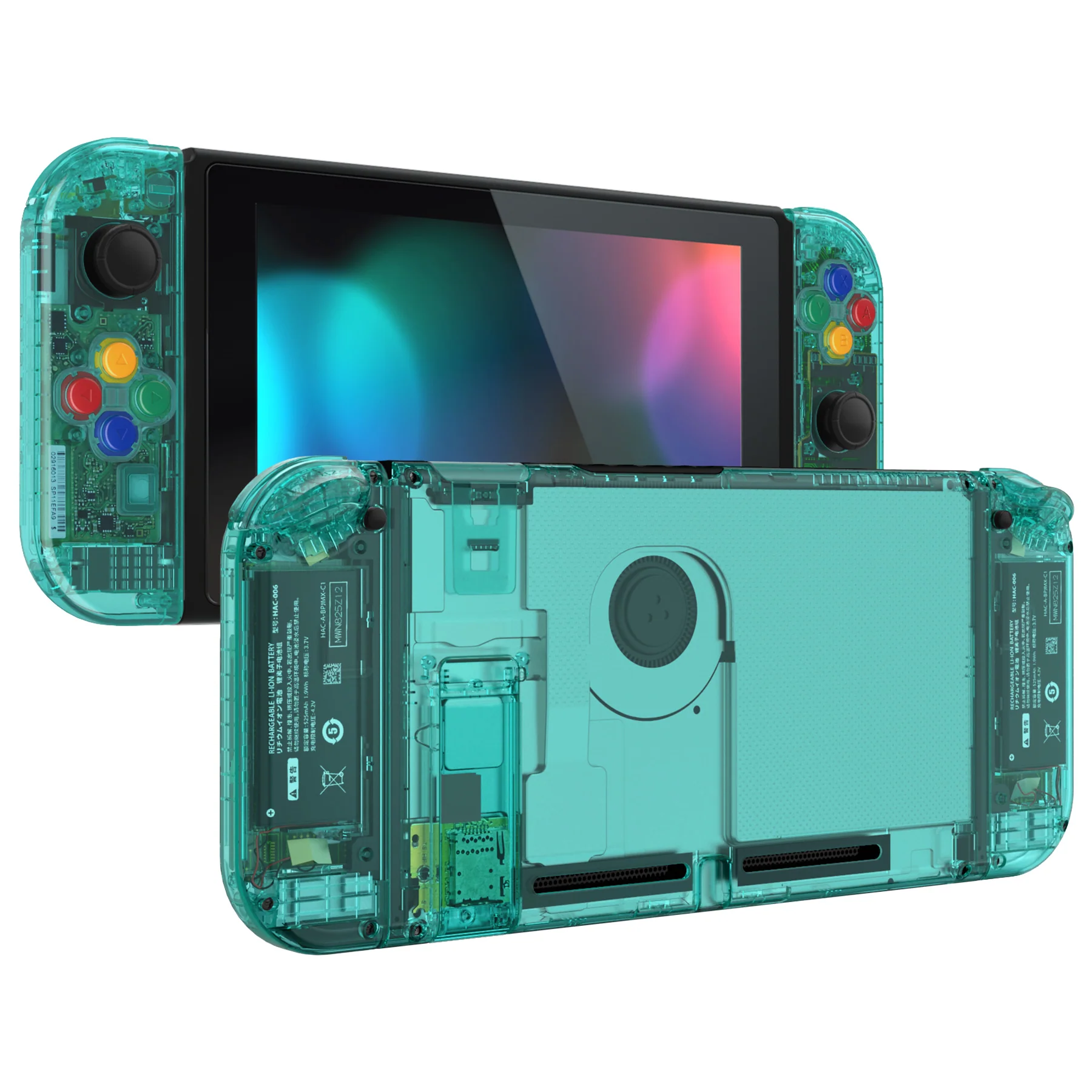 eXtremeRate Replacement Full Set Shells with Buttons for Nintendo Switch - Crystal Emerald Green