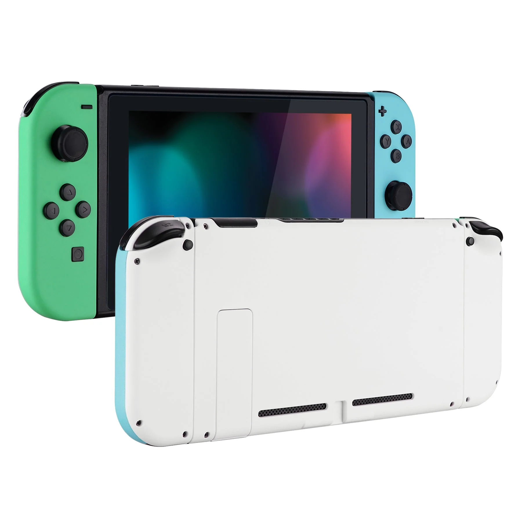 eXtremeRate Replacement Full Set Shells with Buttons for Nintendo Switch - Mint Green & Heaven Blue