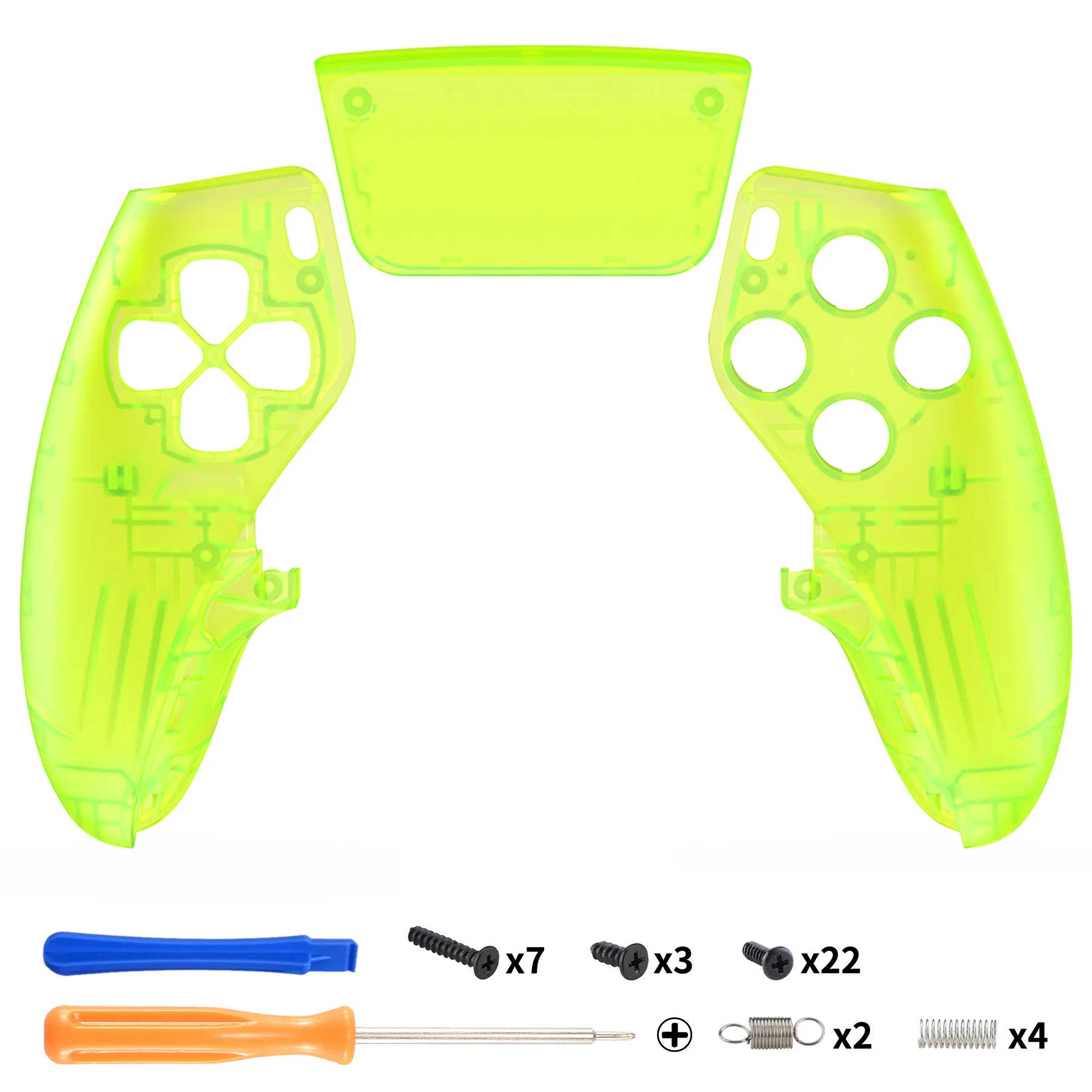 eXtremeRate Replacement Left Right Front Housing Shell with Touchpad Compatible with PS5 Edge Controller - Clear Lime Green