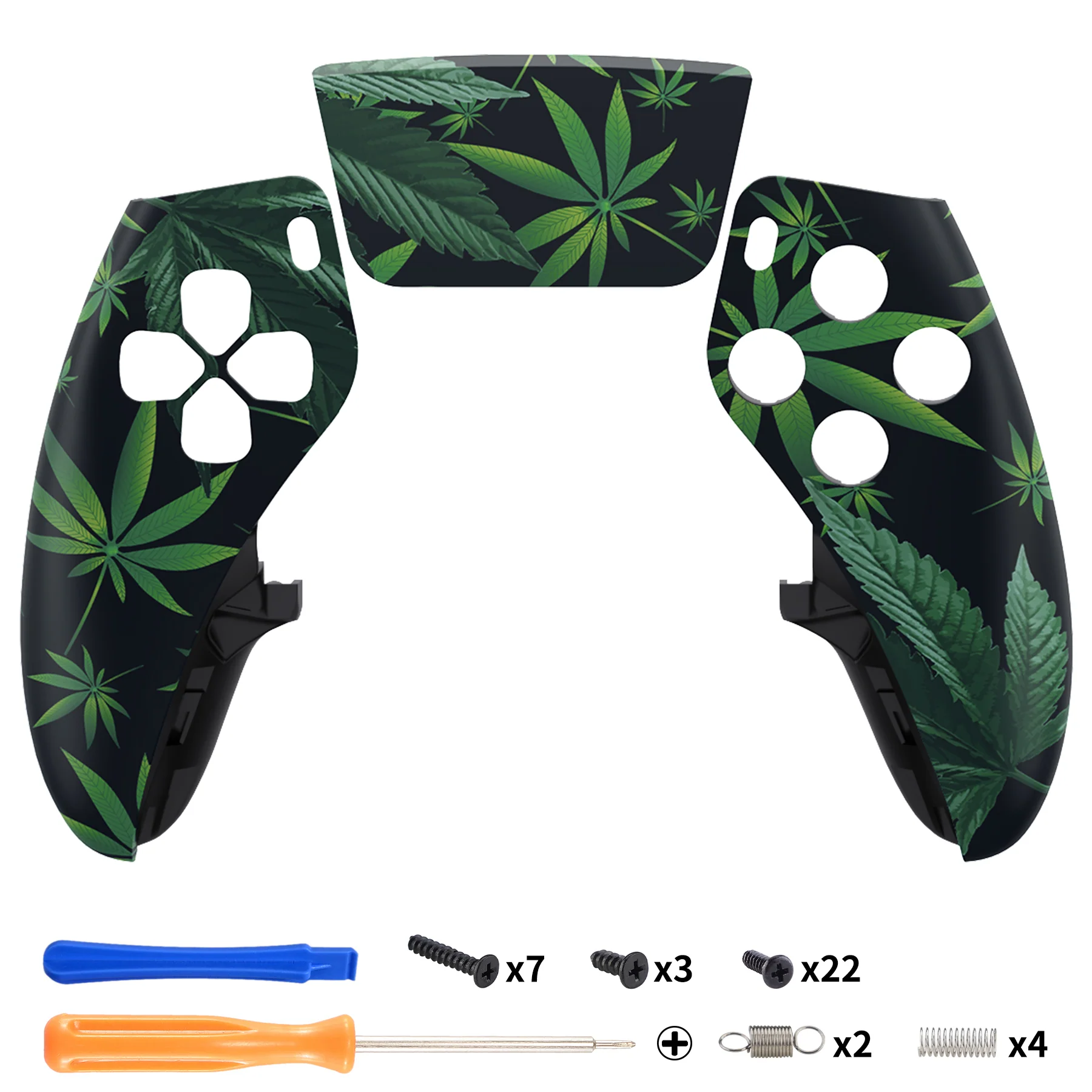 eXtremeRate Replacement Left Right Front Housing Shell with Touchpad Compatible with PS5 Edge Controller - Green Weeds