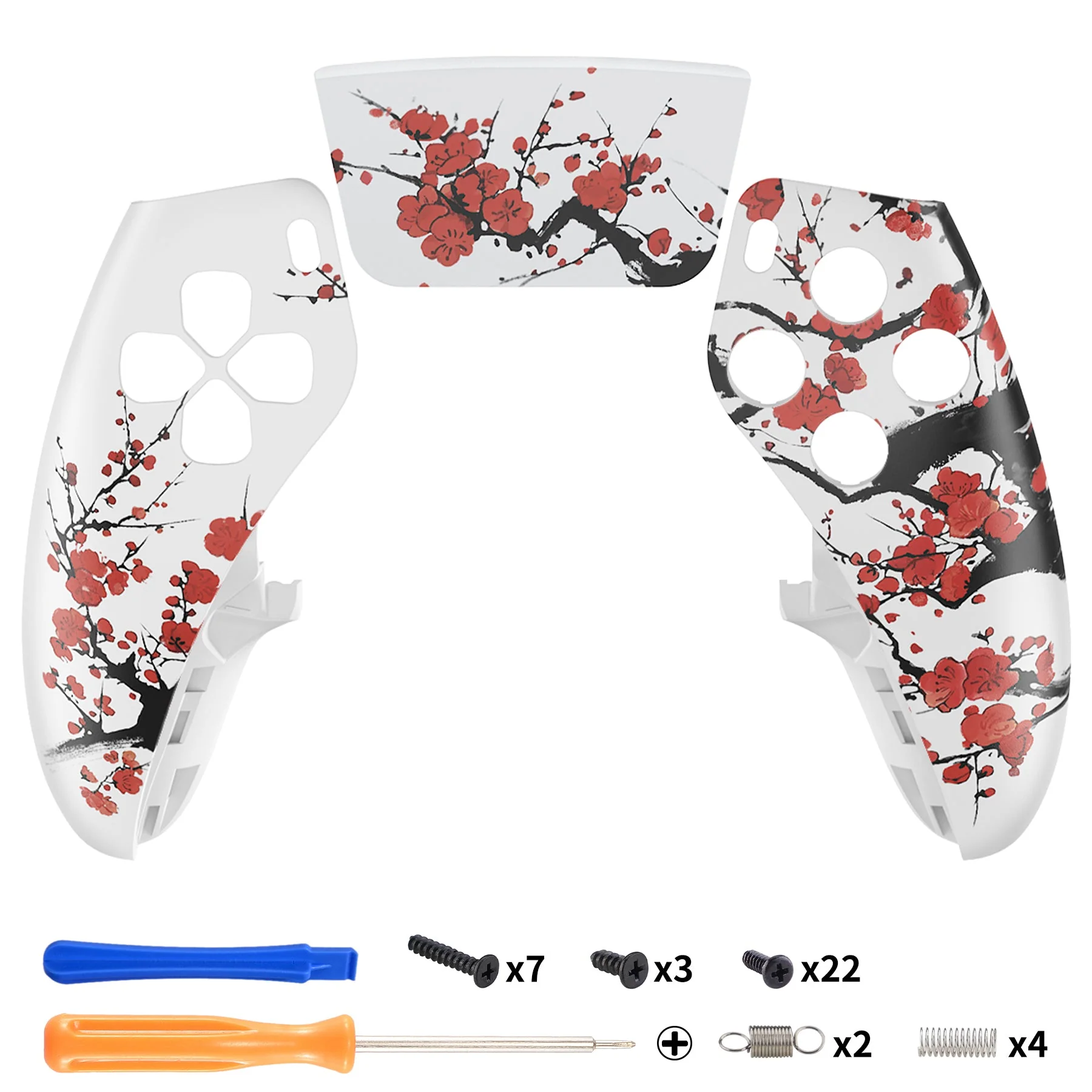eXtremeRate Replacement Left Right Front Housing Shell with Touchpad Compatible with PS5 Edge Controller - Winter Blossom