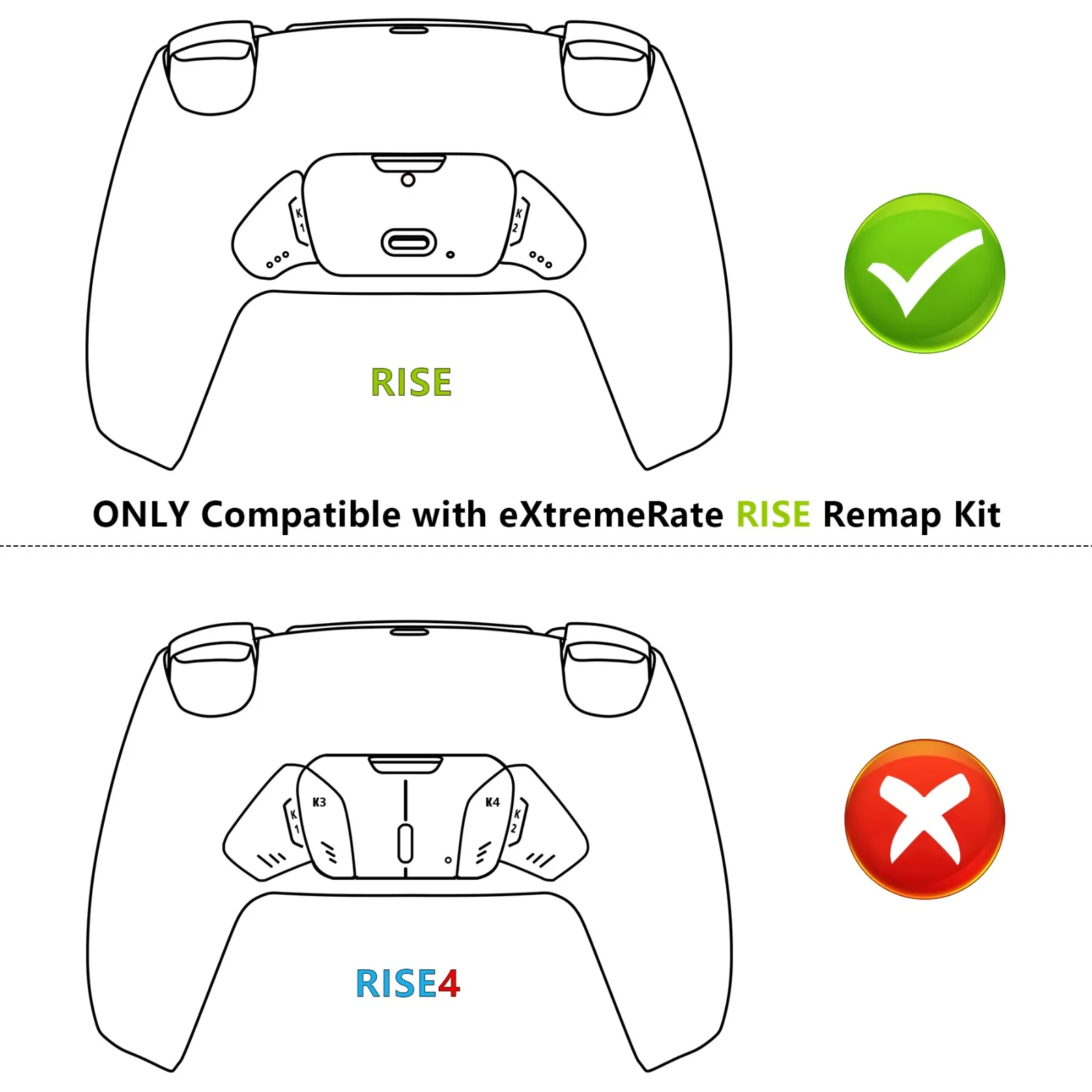 eXtremeRate Replacement Redesigned K1 K2 Back Buttons for eXtremerate RISE Remap Kit, Compatible with PS5 Controller - Cobalt Blue - Image 3