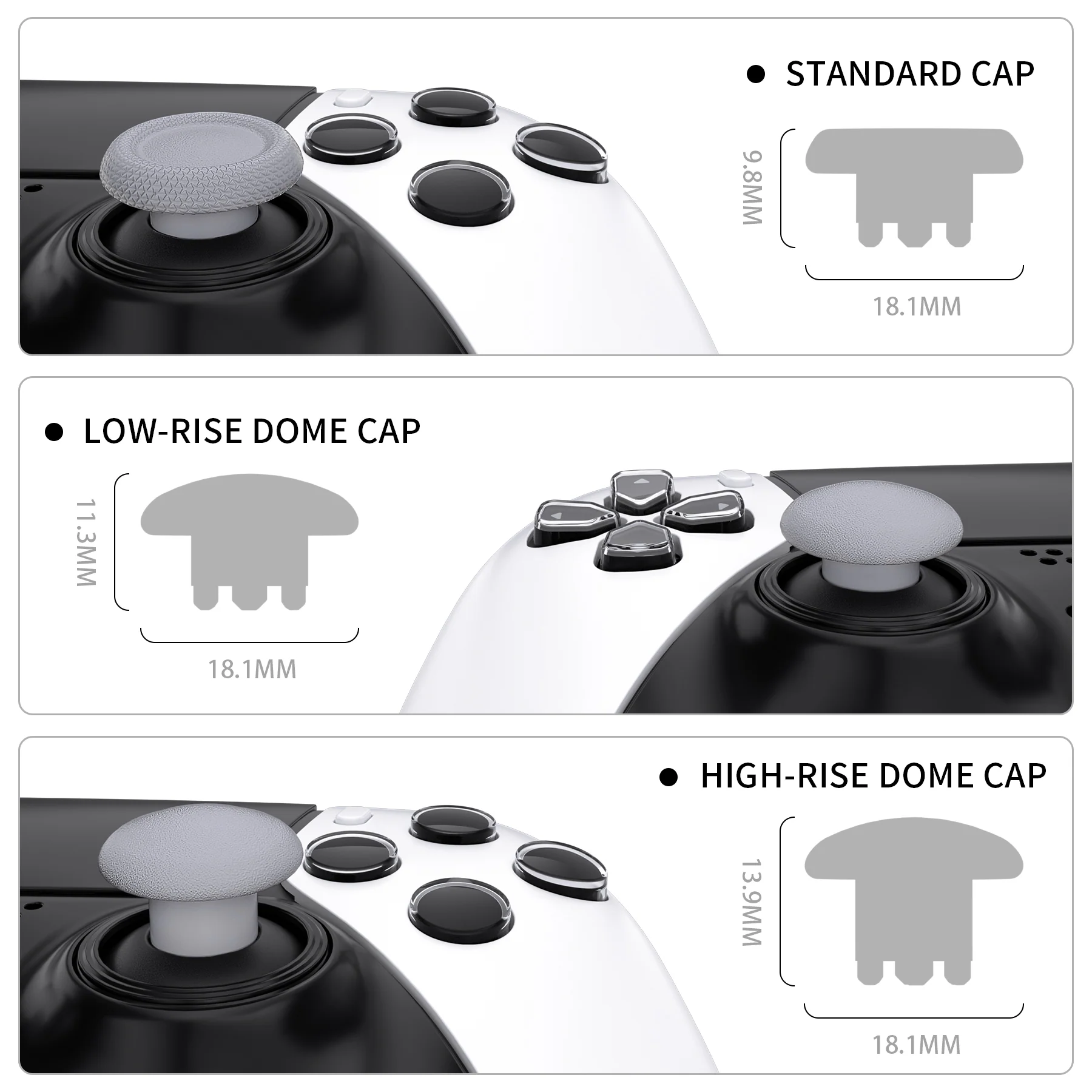 eXtremeRate Replacement Swappable Thumbsticks for PS5 Edge Controller - New Hope Gray - Image 3