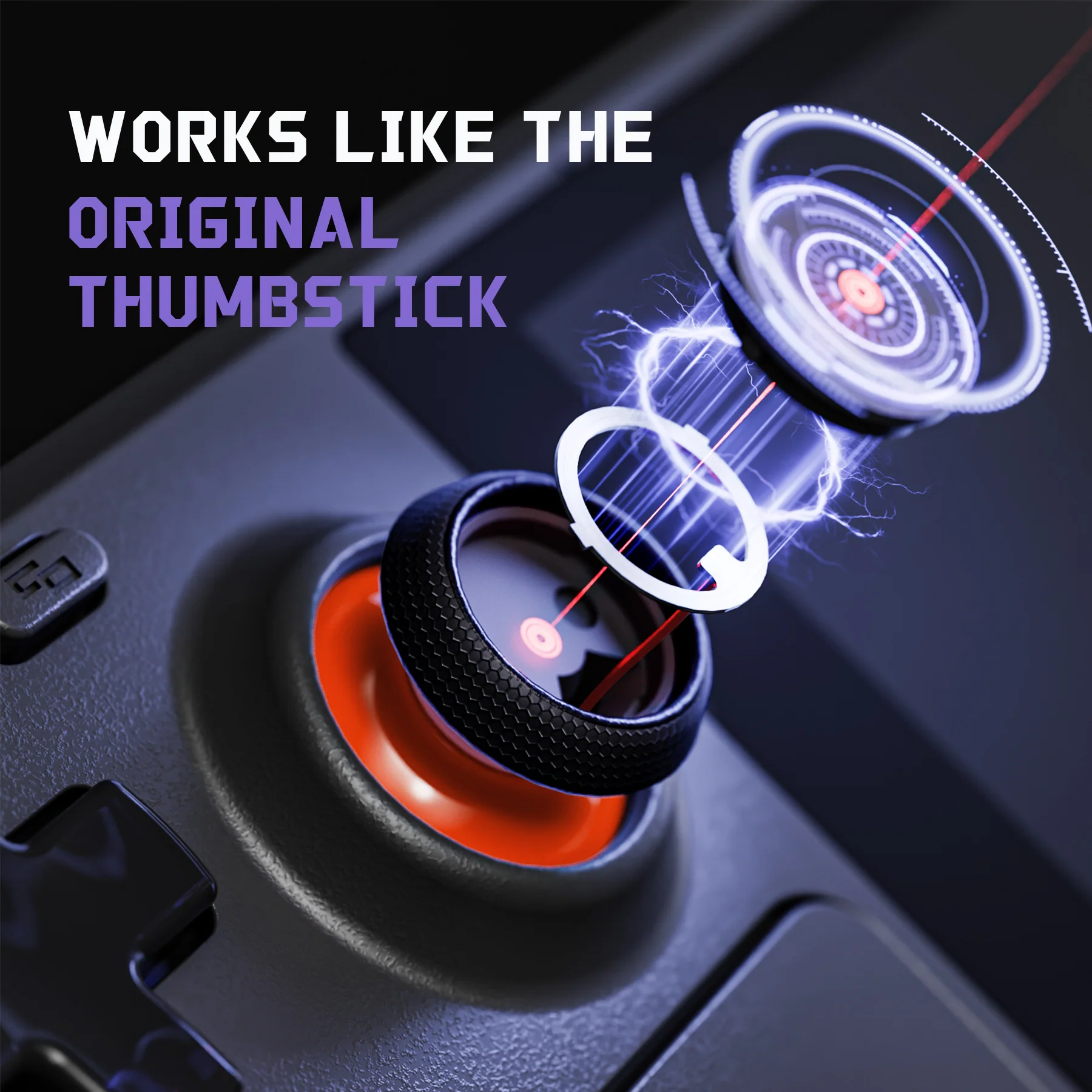eXtremeRate Replacement Thumbsticks with Original Touch Sensing for Steam Deck LCD & OLED - Orange & Black - Image 3
