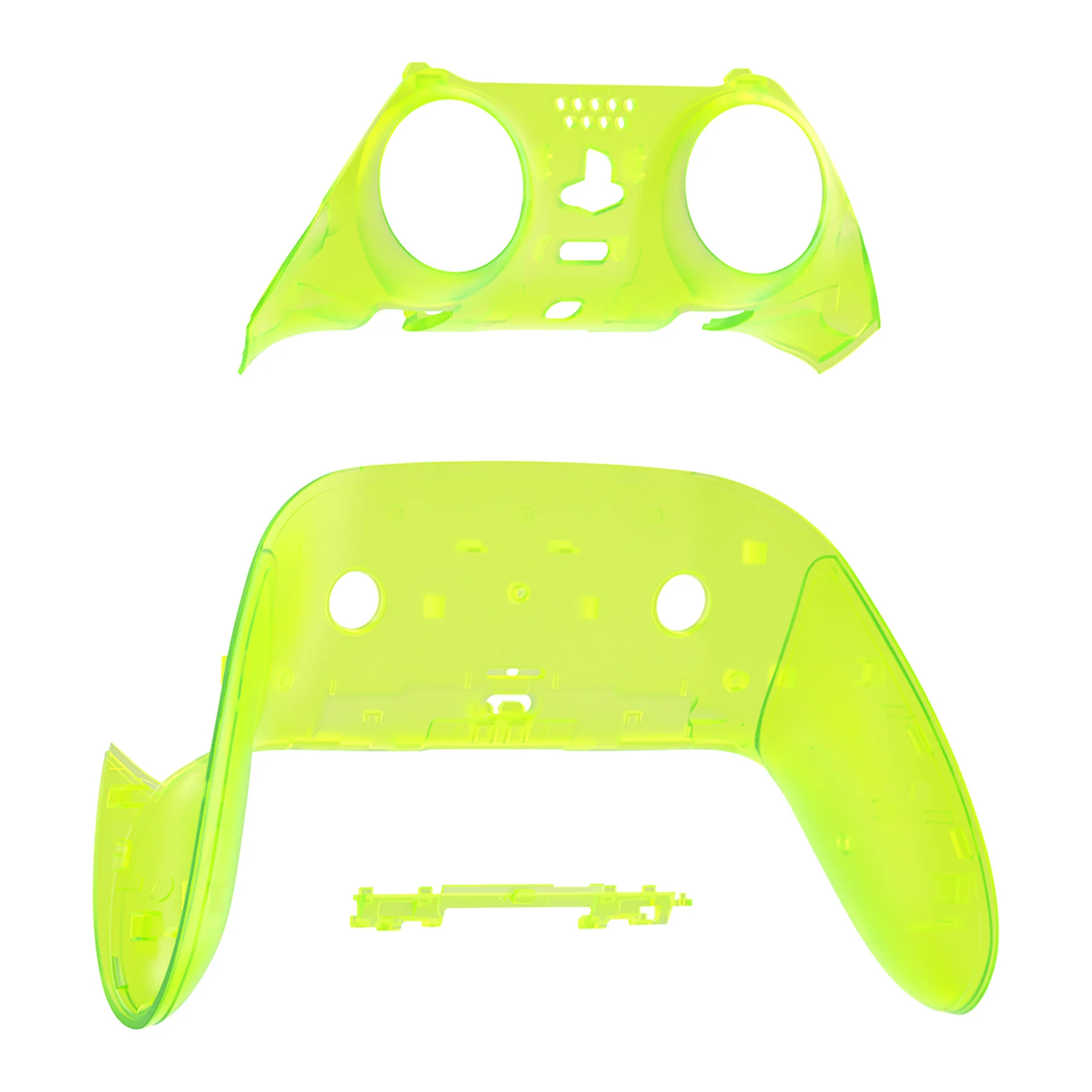 eXtremeRate Replacement Top Bottom Decorative Trim Shell Compatible with PS5 Edge Controller - Clear Lime Green - Image 9