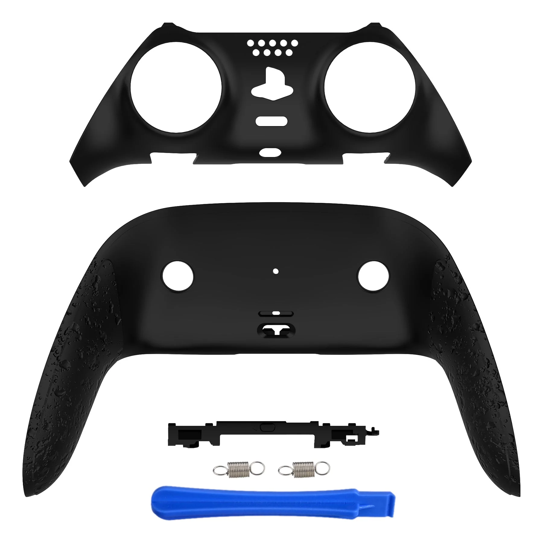 eXtremeRate Replacement Top Bottom Decorative Trim Shell Compatible with PS5 Edge Controller - Textured Black