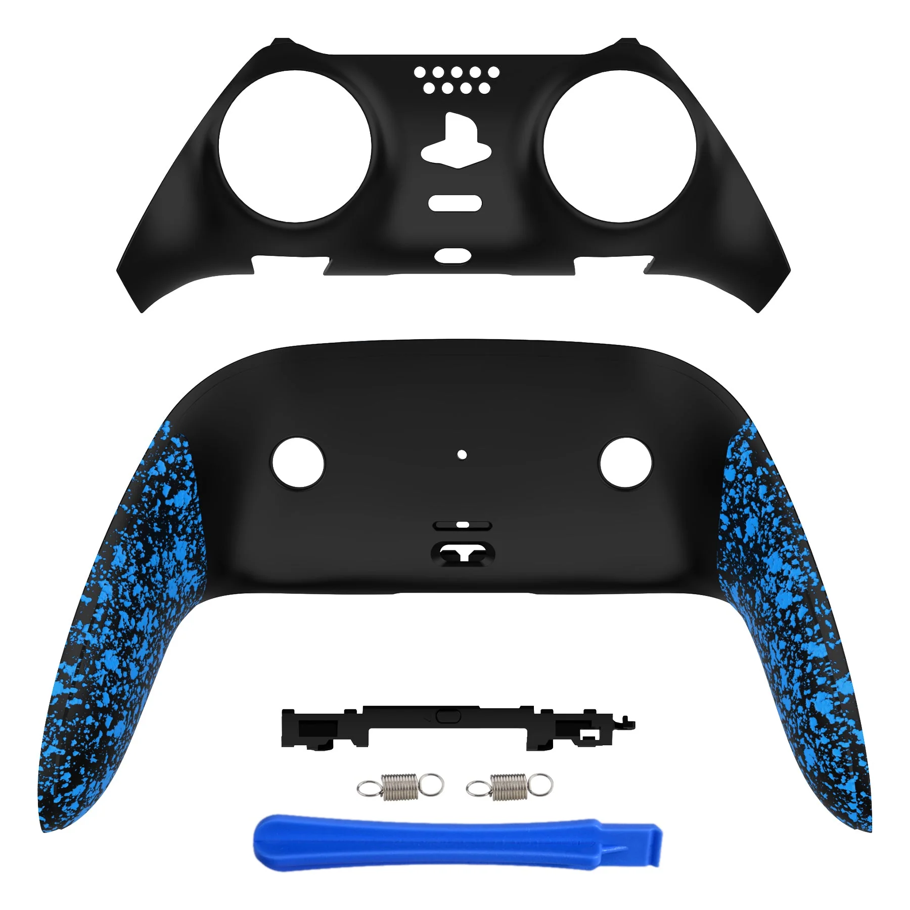 eXtremeRate Replacement Top Bottom Decorative Trim Shell Compatible with PS5 Edge Controller - Textured Blue