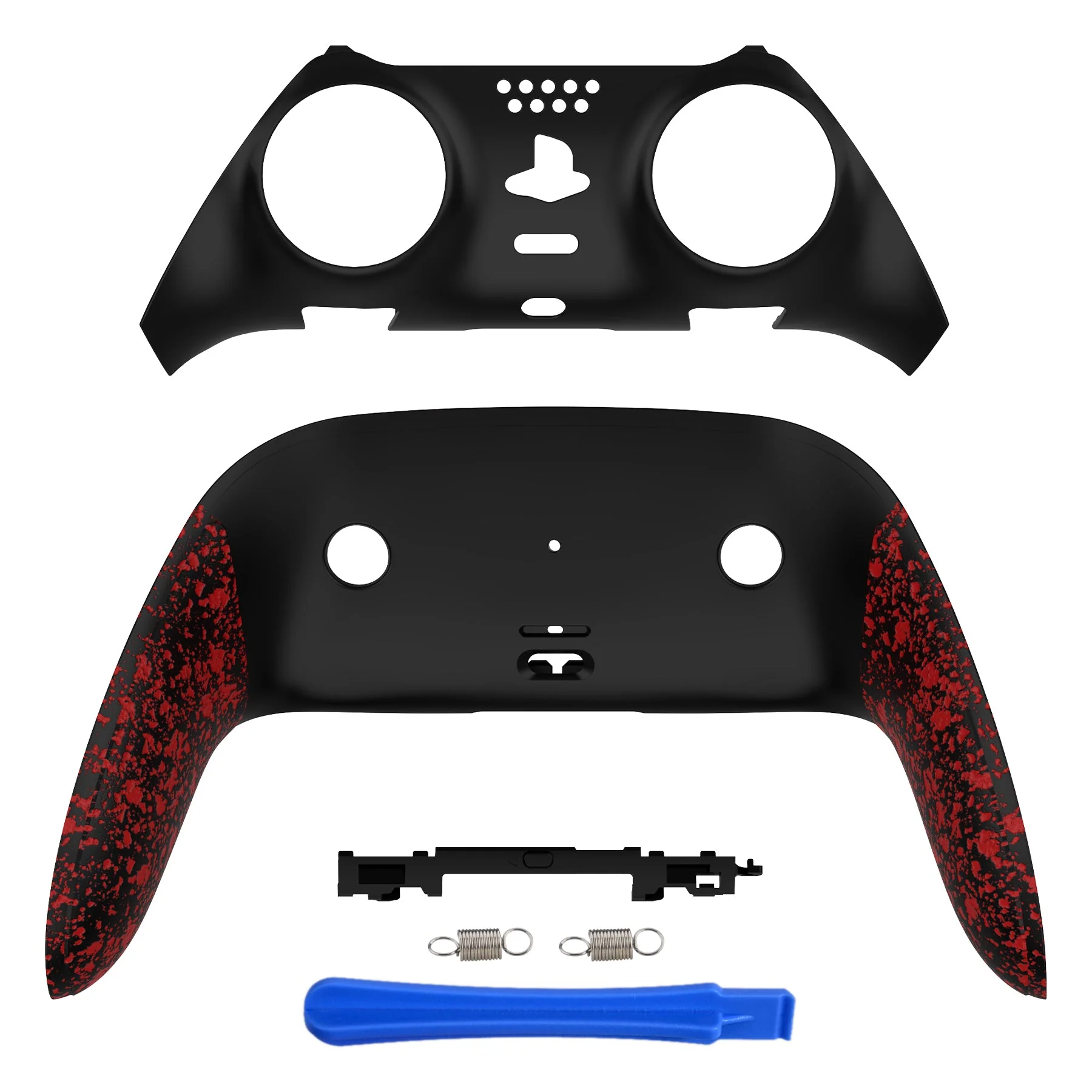 eXtremeRate Replacement Top Bottom Decorative Trim Shell Compatible with PS5 Edge Controller - Textured Red