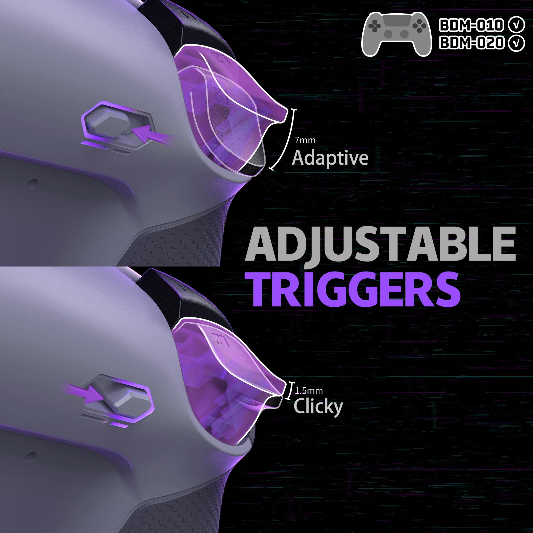 eXtremeRate RISE Plus MAX Back Paddles Kit with Clicky Trigger Stops & Rubberized Grip for PS5 Controller BDM-010/020 - New Hope Gray & Classic Gray - Image 6