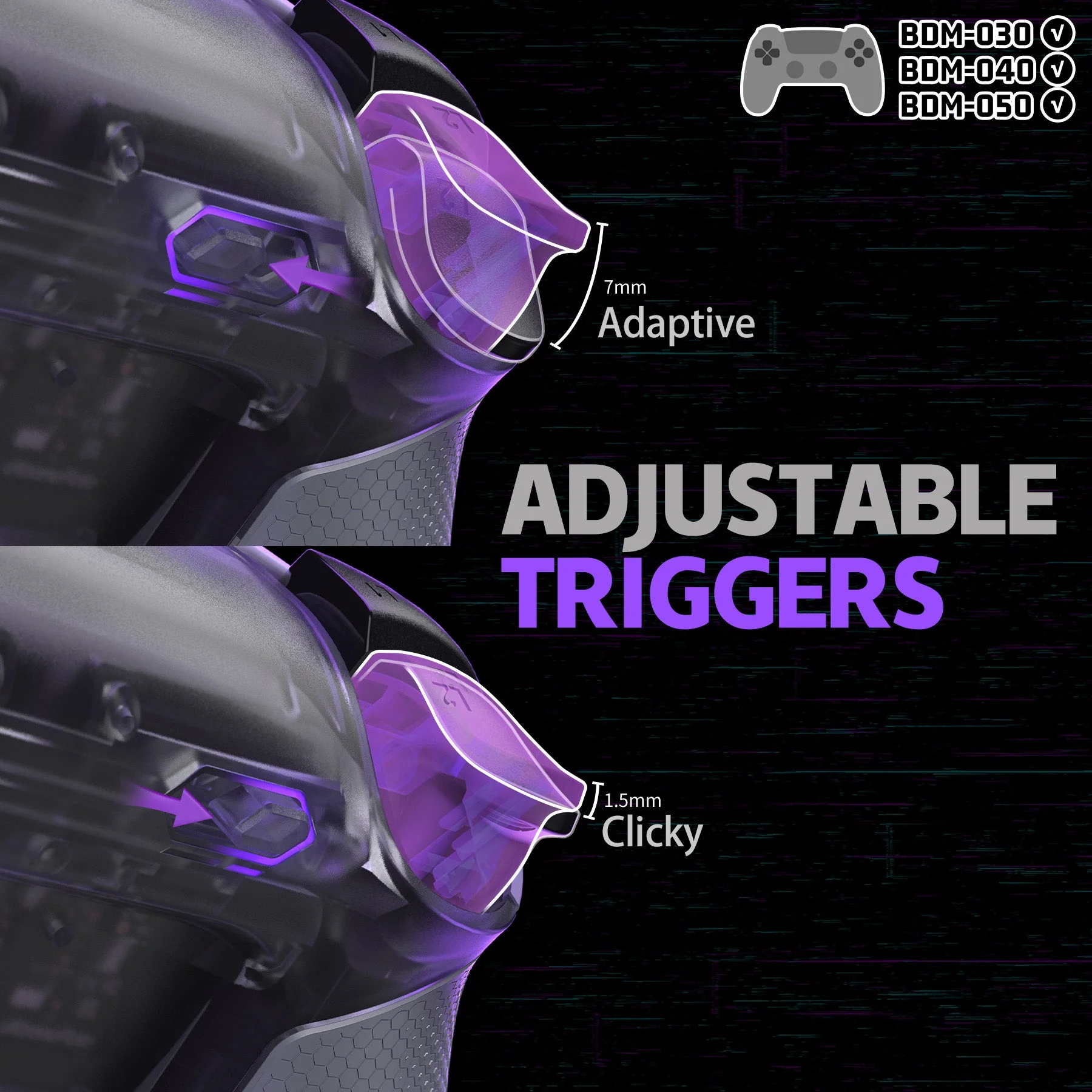 eXtremeRate RISE Plus MAX Back Paddles Kit with Clicky Trigger Stops & Rubberized Grip for PS5 Controller BDM-030/040/050 - Clear & Gray - Image 7