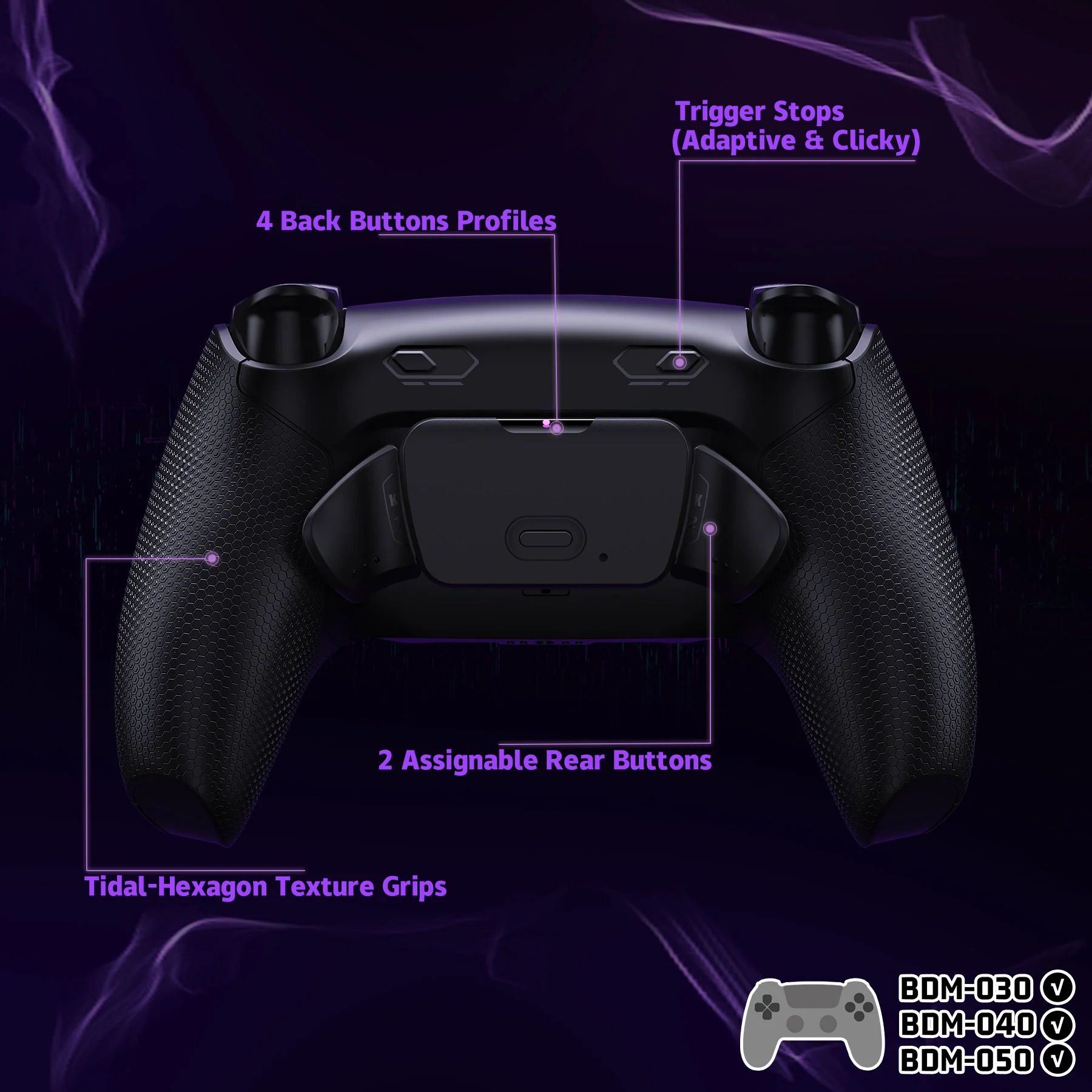 eXtremeRate RISE Plus MAX Back Paddles Kit with Clicky Trigger Stops & Rubberized Grip for PS5 Controller BDM-030/040/050 - Black - Image 5