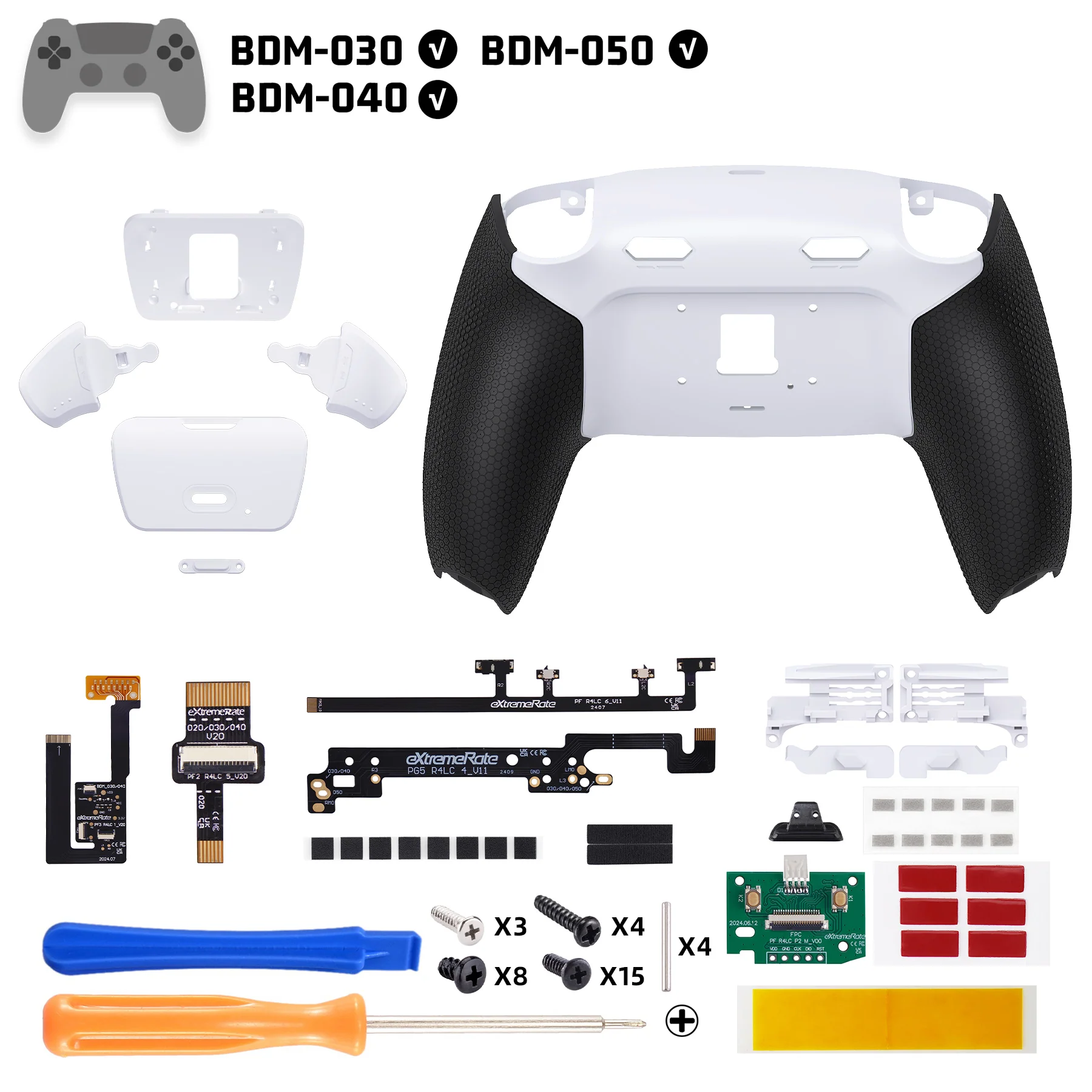 eXtremeRate RISE Plus MAX Back Paddles Kit with Clicky Trigger Stops & Rubberized Grip for PS5 Controller BDM-030/040/050 - White Black - White - Image 2