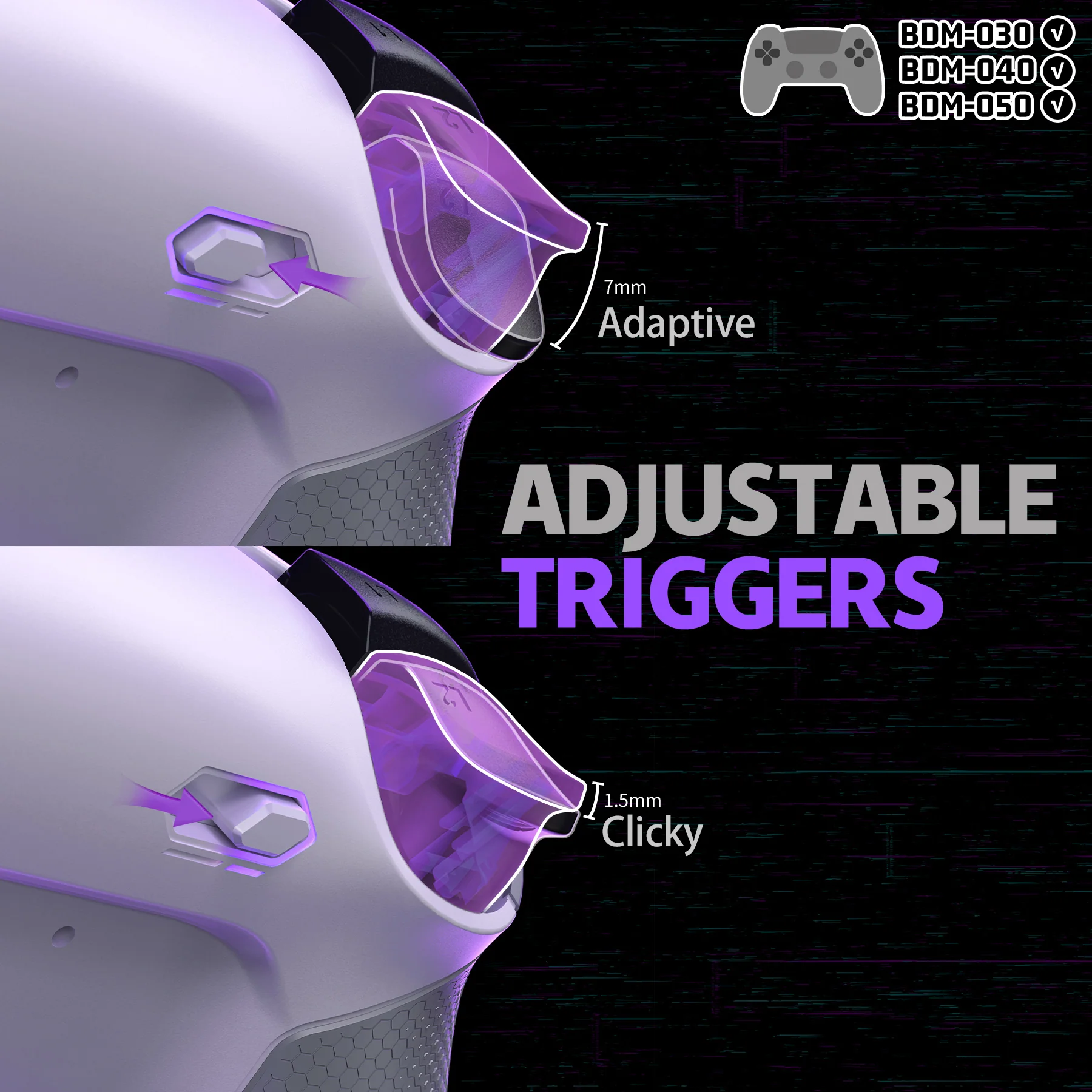 eXtremeRate RISE Plus MAX Back Paddles Kit with Clicky Trigger Stops & Rubberized Grip for PS5 Controller BDM-030/040/050 - White Gray - Image 6