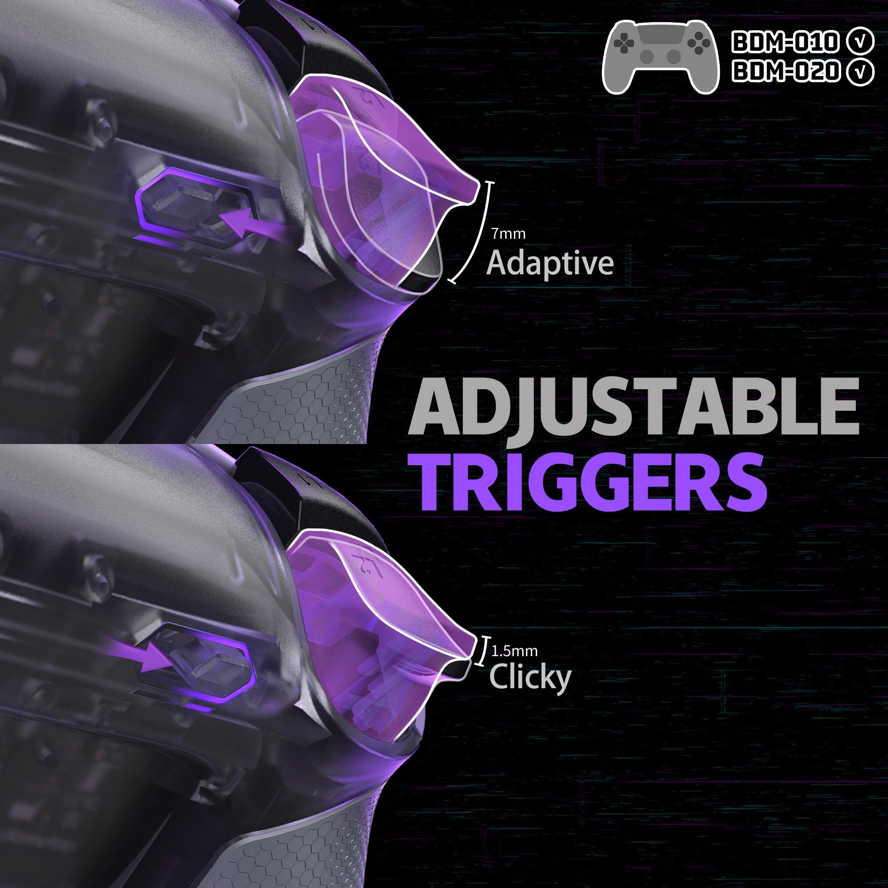 eXtremeRate RISE4 Plus MAX Back Paddles Kit with Clicky Trigger Stops & Rubberized Grip for PS5 Controller BDM-010/020 - Clear & Gray - Image 7