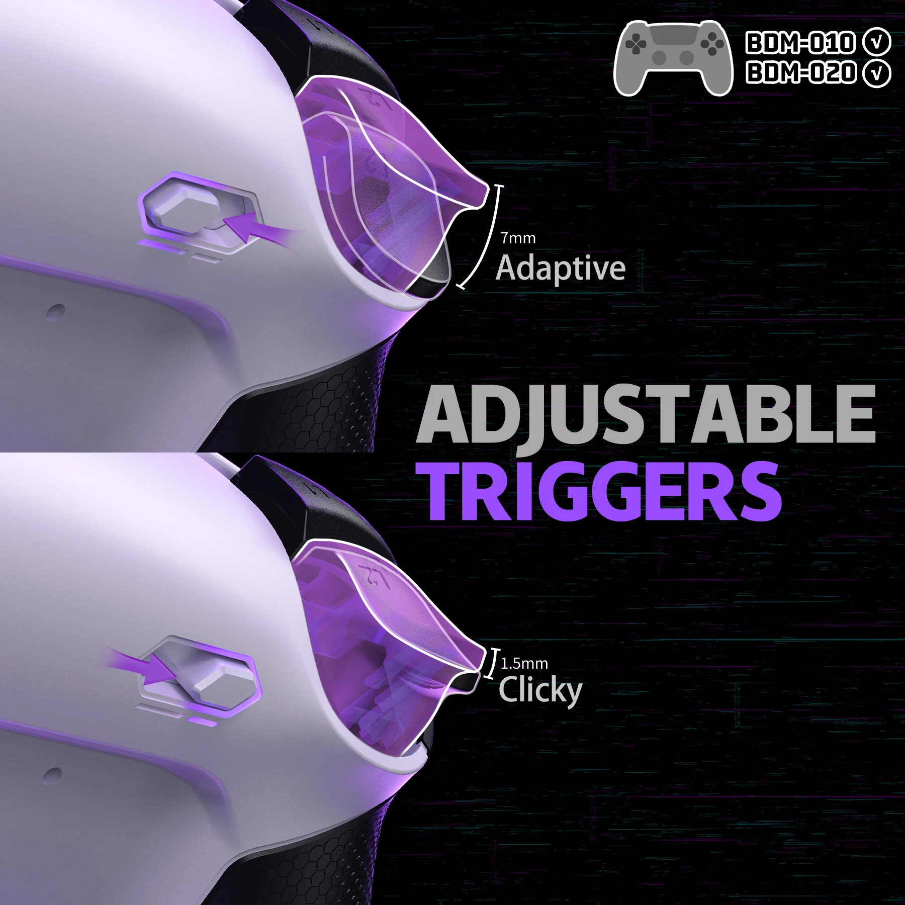 eXtremeRate RISE4 Plus MAX Back Paddles Kit with Clicky Trigger Stops & Rubberized Grip for PS5 Controller BDM-010/020 - White Black - White - Image 6