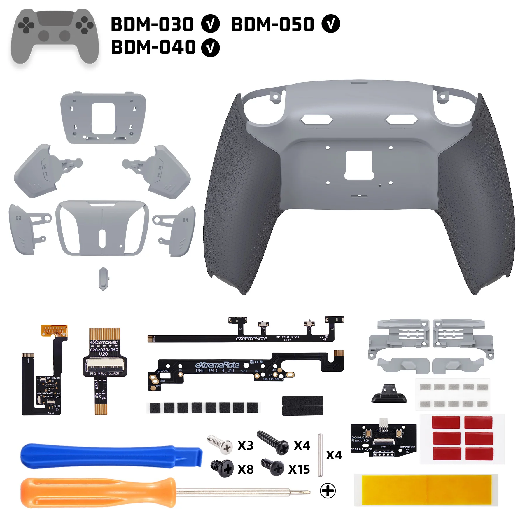 eXtremeRate RISE4 Plus MAX Back Paddles Kit with Clicky Trigger Stops & Rubberized Grip for PS5 Controller BDM-030/040/050 - New Hope Gray & Classic Gray - Image 2