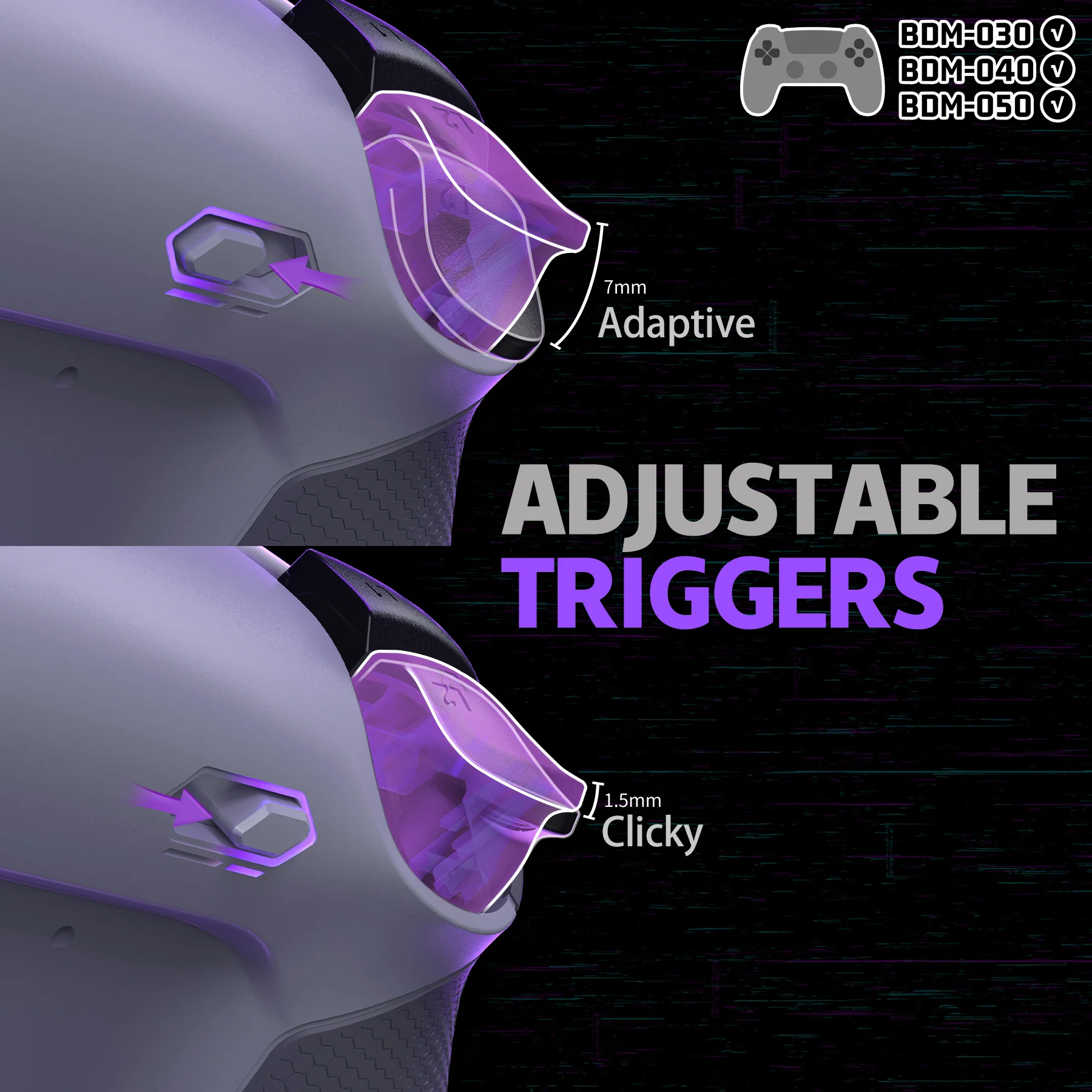 eXtremeRate RISE4 Plus MAX Back Paddles Kit with Clicky Trigger Stops & Rubberized Grip for PS5 Controller BDM-030/040/050 - New Hope Gray & Classic Gray - Image 6